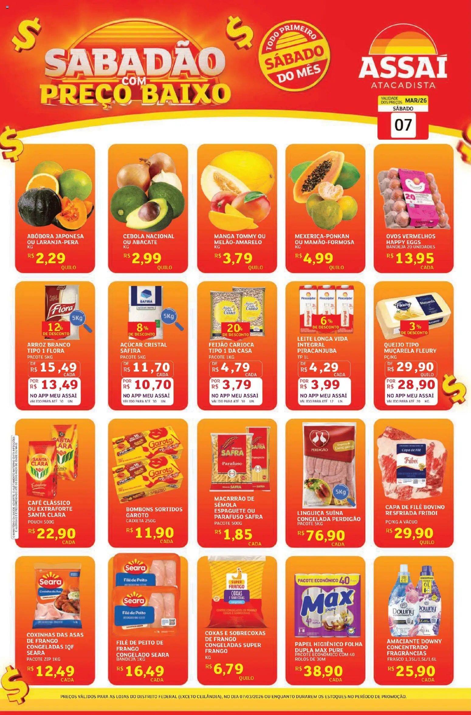 Assaí Atacadista Folheto - válido de 07.03.2026 | Página: 1 | Produtos: Amaciante downy, Linguiça, Ovos, Carne