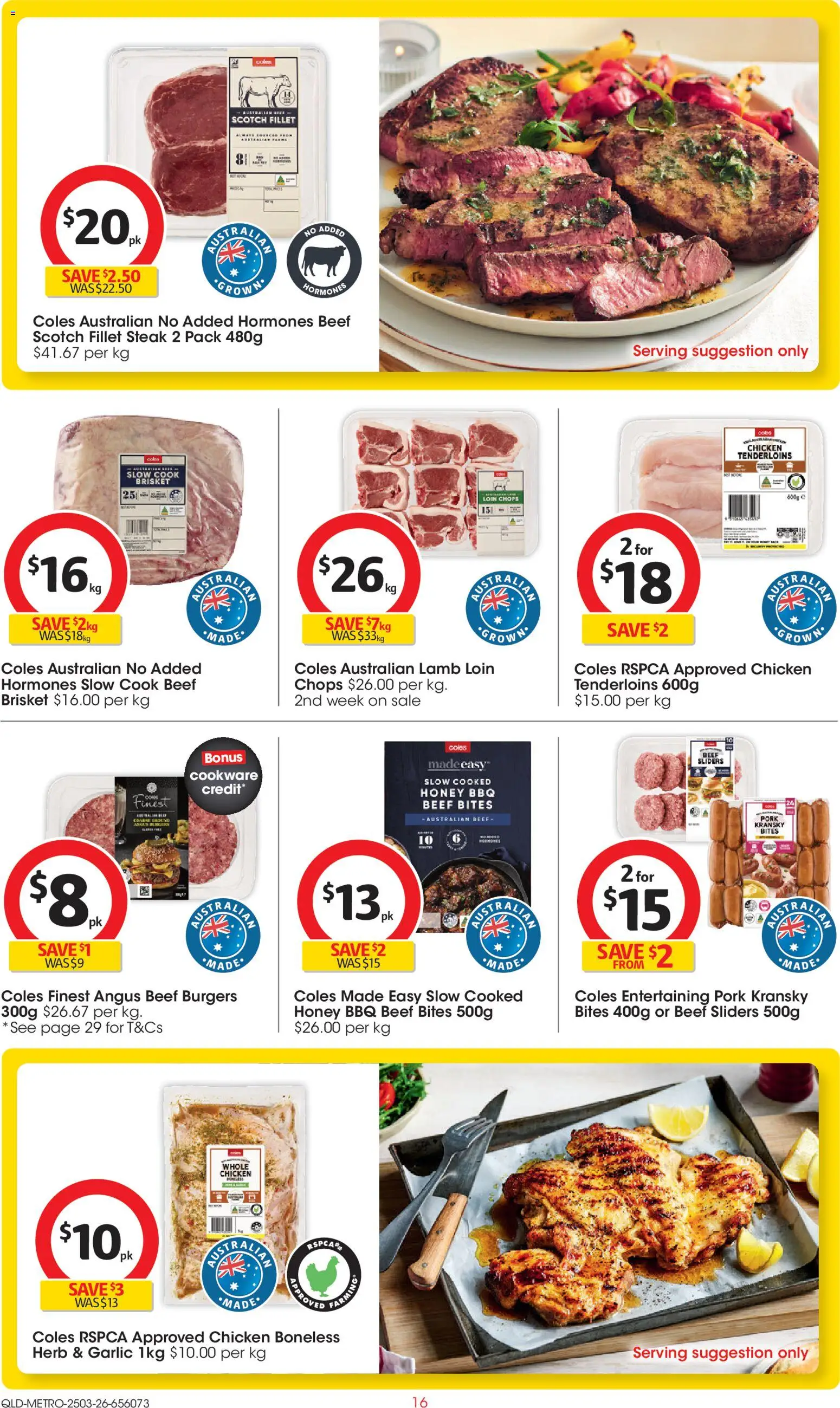 Coles catalogue - valid from 25.03.2026 | Page: 16 | Products: Chicken, Lamb, Beef, Scotch