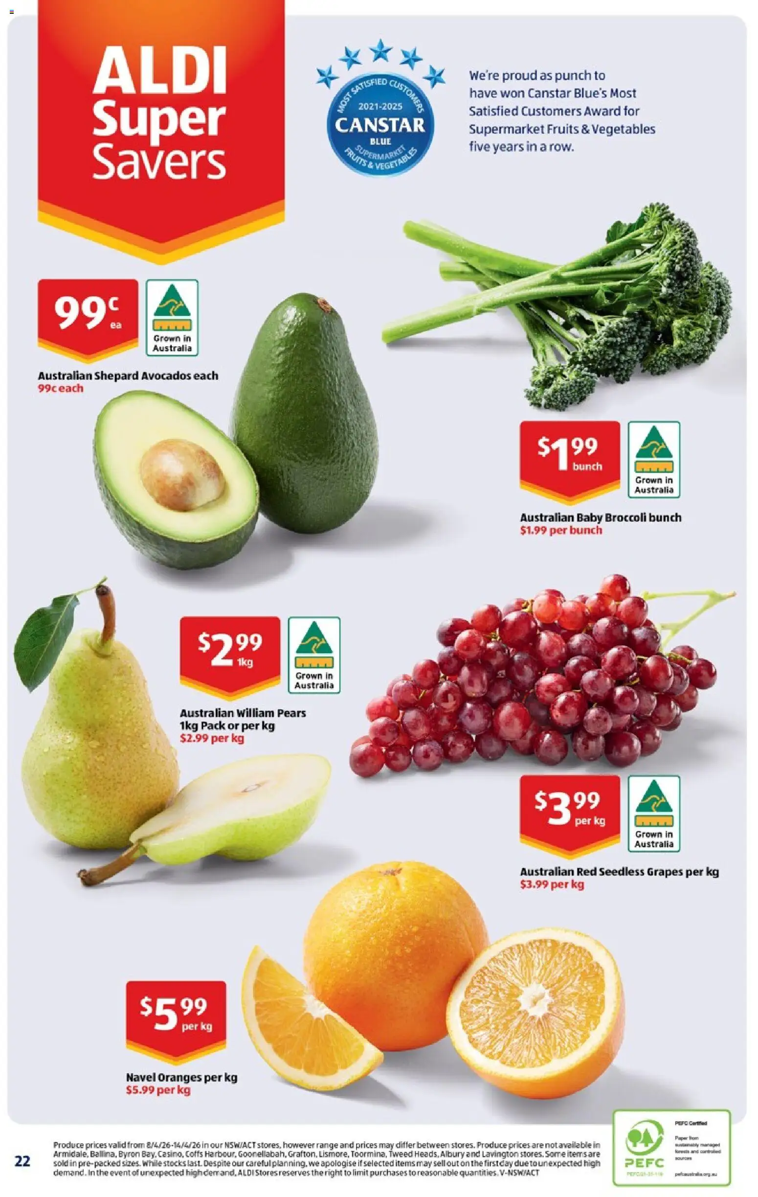 Aldi catalogue - valid from 15.04.2026 | Page: 22 | Products: Oranges, Vegetables, Fruits, Grapes