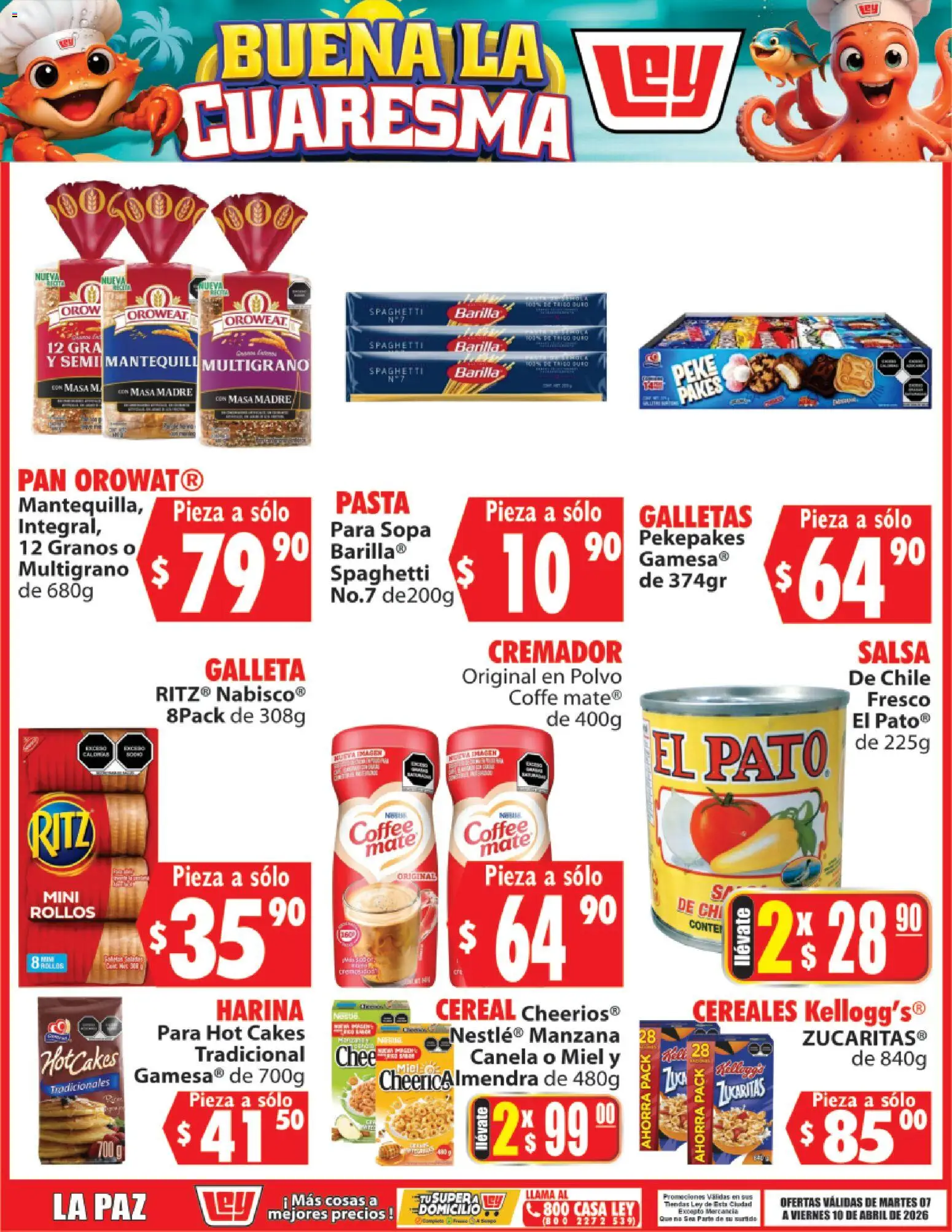 Nuevas ofertas de Casa Ley válidas en toda la República Mexicana desde el 07.04.2026. ¡Encuentra las mejores ofertas en Casa Ley folleto Buena la Cuaresma! | Página: 2 | Productos: Harina, Sopa, Manzana, Pasta
