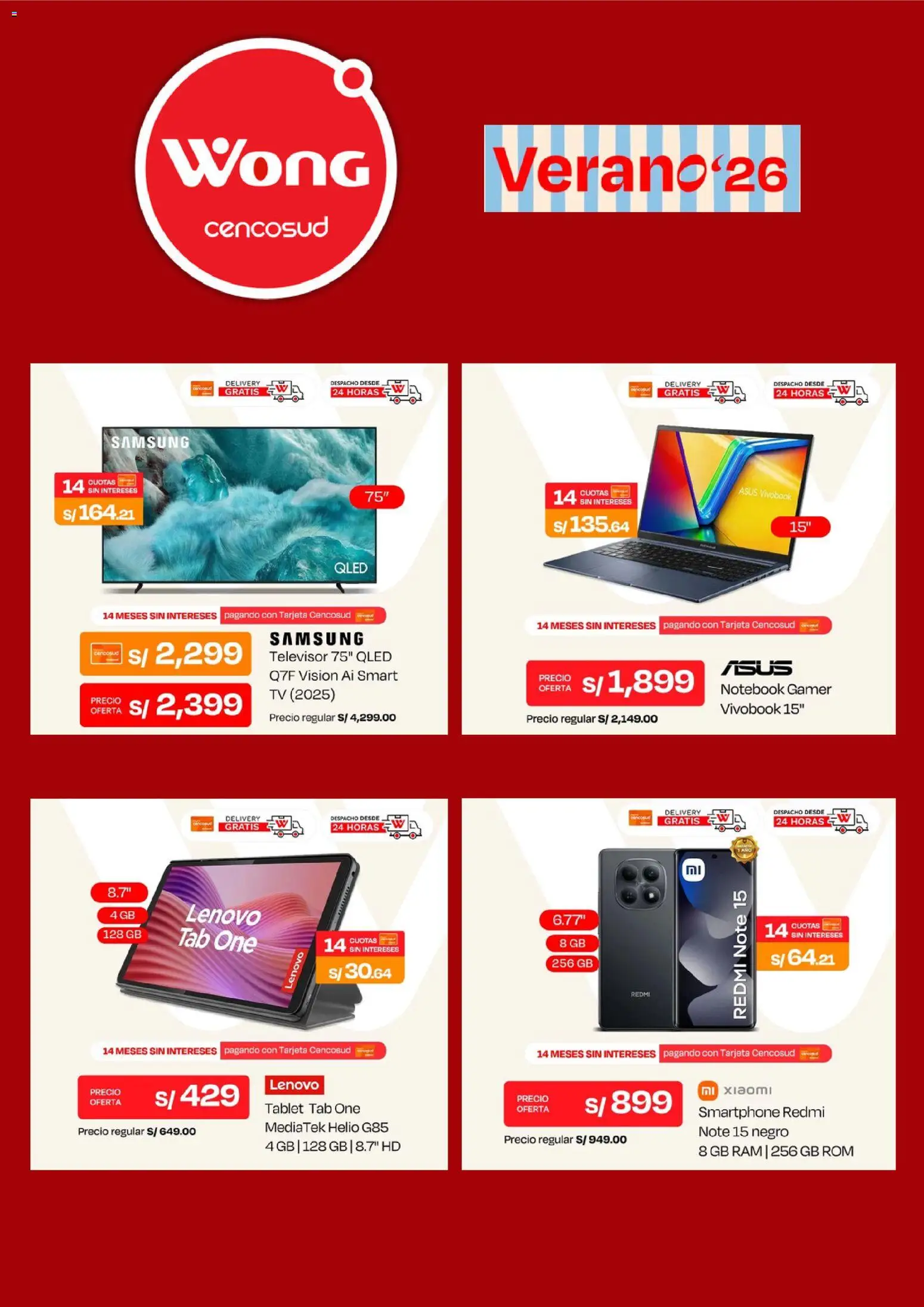 Catálogo Wong válido desde 06.04.2026 | Página: 4 | Productos: Smartphone, Notebook, Televisor