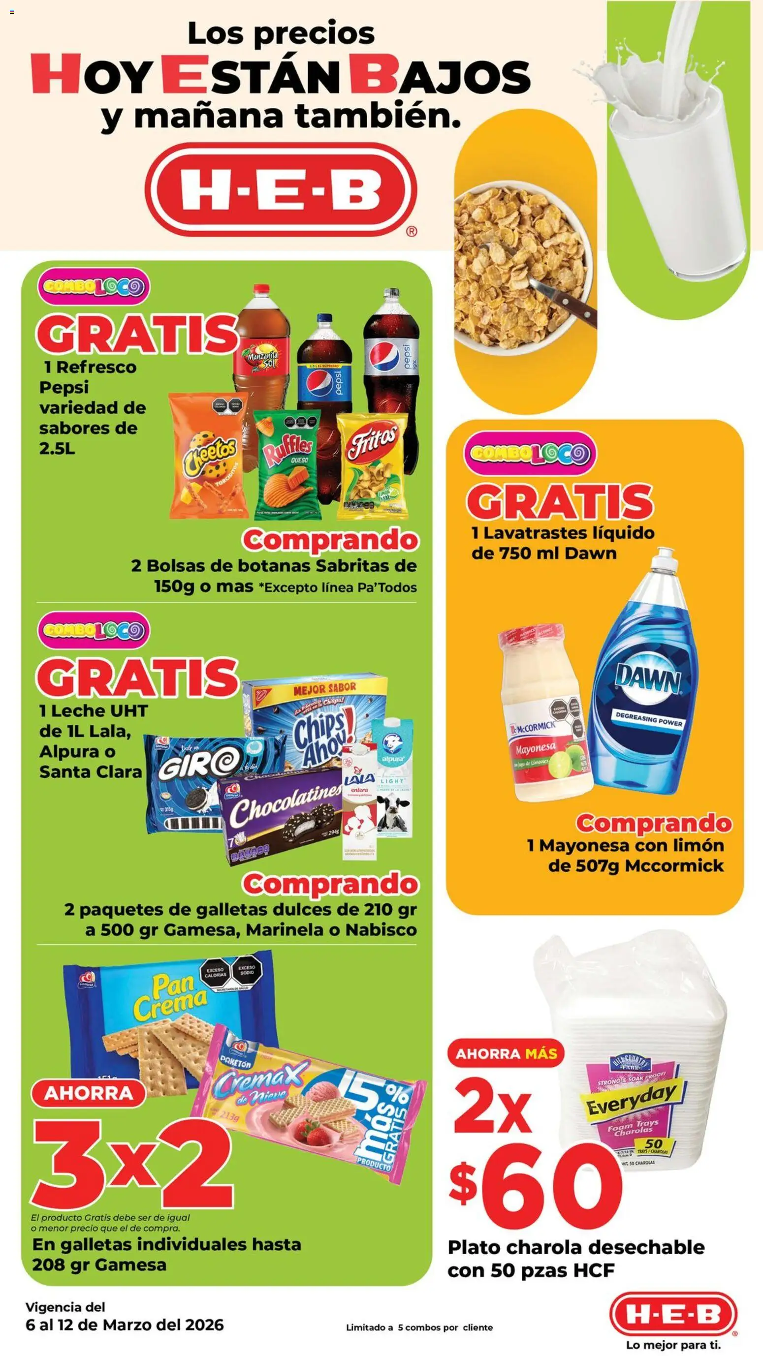 Nuevas ofertas de H-E-B válidas en toda la República Mexicana desde el 06.03.2026. ¡Encuentra las mejores ofertas en H-E-B folleto! | Página: 7 | Productos: Limón, Queso, Dulces, Galletas