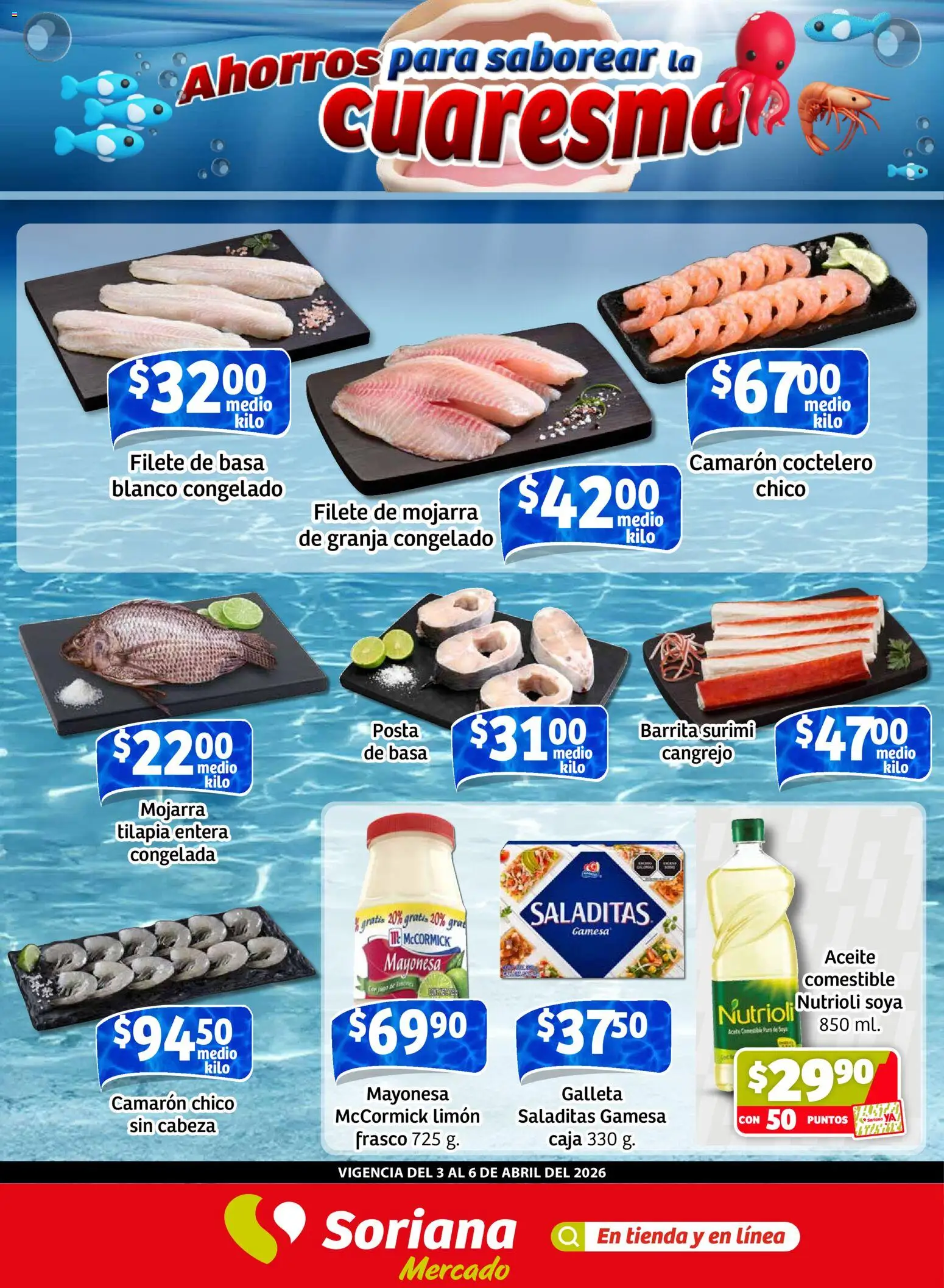 Nuevas ofertas de Soriana válidas en toda la República Mexicana desde el 03.04.2026. ¡Encuentra las mejores ofertas en Soriana Fin de Semana Mercado: Ver, Tab, Chis, Camp, Yuc y Q. Roo! | Página: 1 | Productos: Mayonesa, Limón, Aceite, Caja
