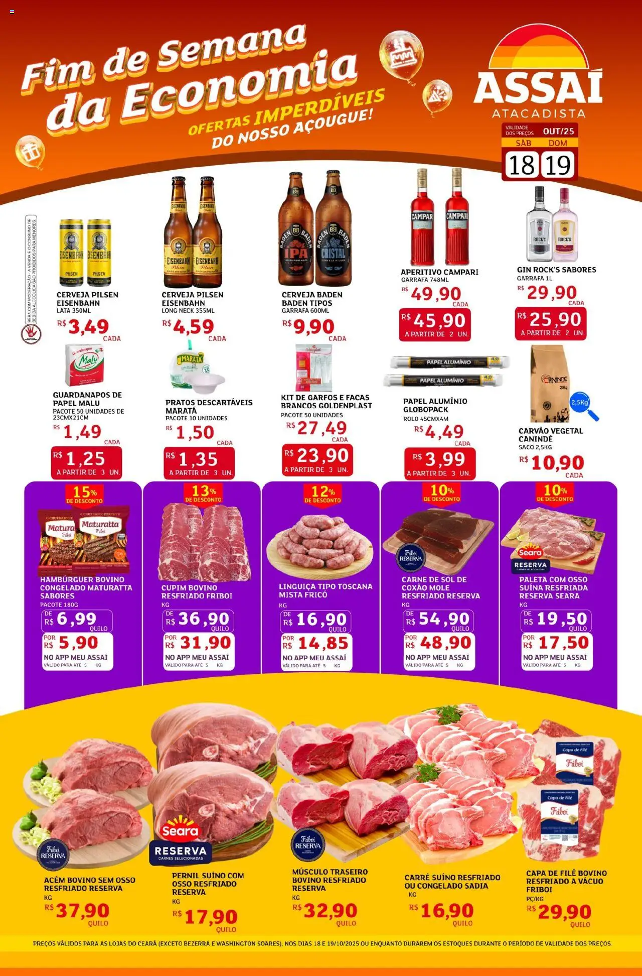Assaí Atacadista Folheto - válido de 18.10.2025 | Página: 1 | Produtos: Linguiça, Acém, Carne, Hambúrguer