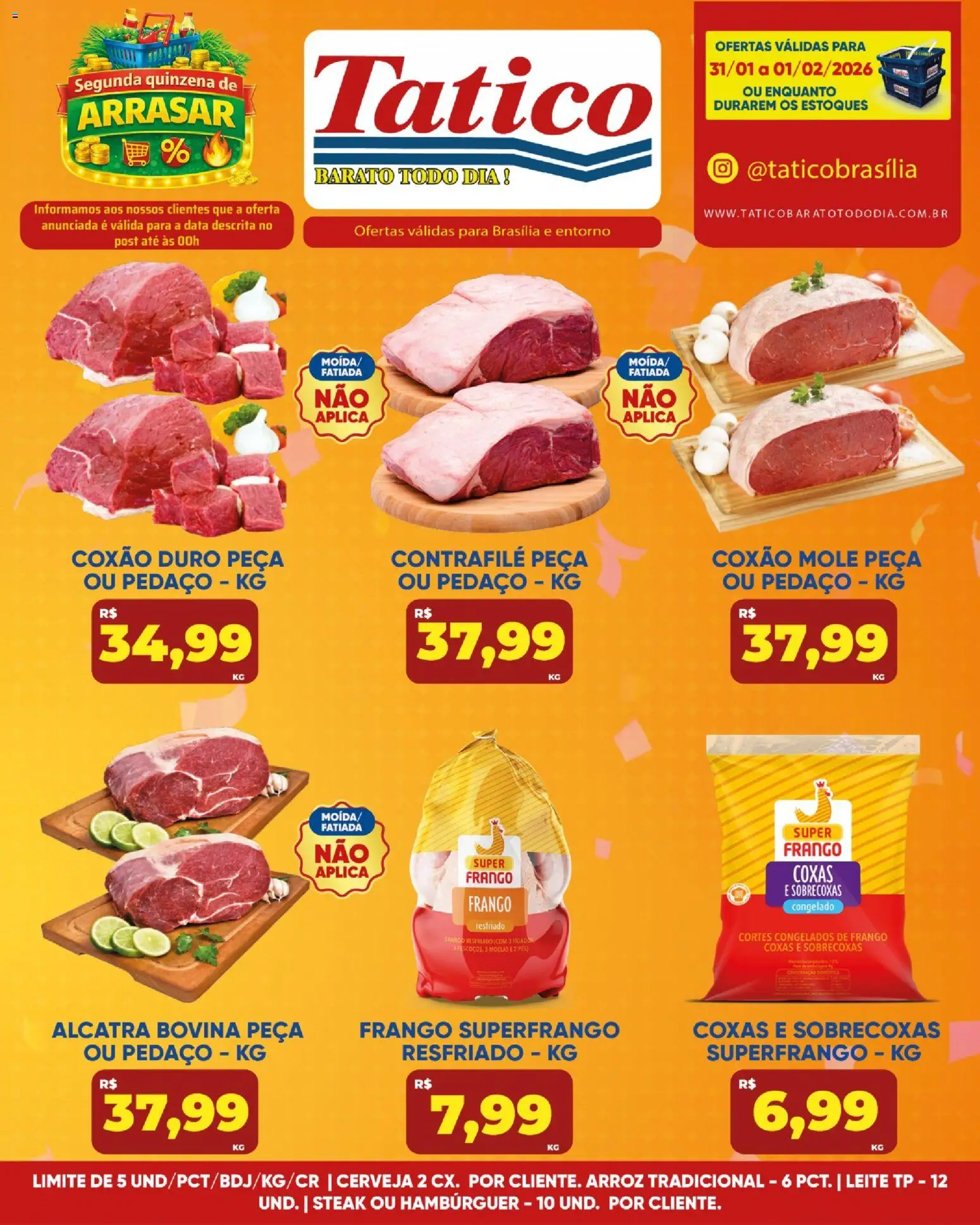Tatico Folheto - válido de 31.01.2026 | Página: 12 | Produtos: Alcatra, Cerveja, Arroz, Frango