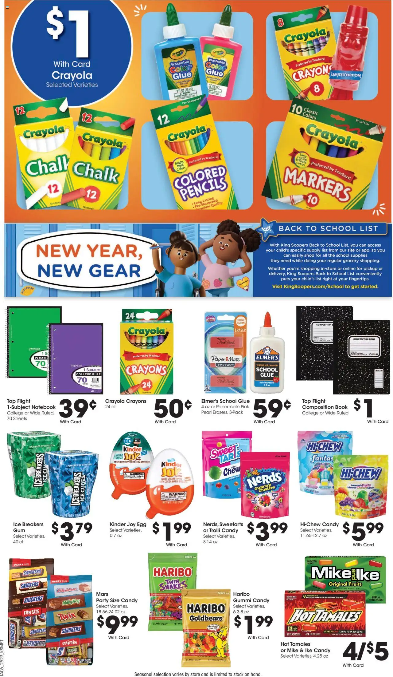 King Soopers Weekly Ad - valid from 20.08.2025 | Page: 15 | Products: Eraser, Candies, Fruits, Notebook
