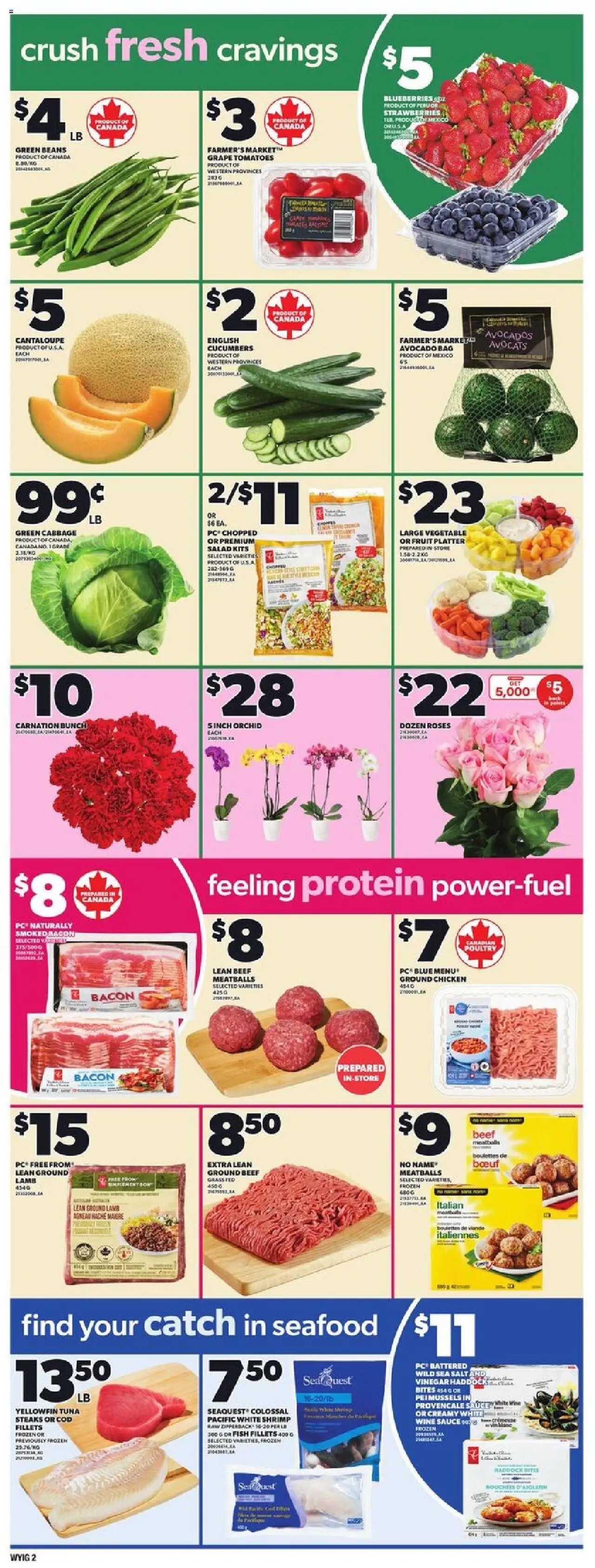 Loblaws flyer valid from 25.09.2025 | Page: 5 | Products: Fish, Strawberries, Salad, PC