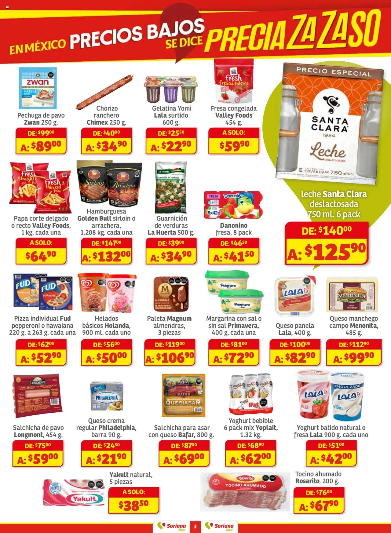Nuevas ofertas de Soriana válidas en toda la República Mexicana desde el 16.10.2025. ¡Encuentra las mejores ofertas en Soriana - Preciazazaso Súper: Frontera BCN, Son! | Página: 5 | Productos: Tocino, Sal, Salchicha, Barra