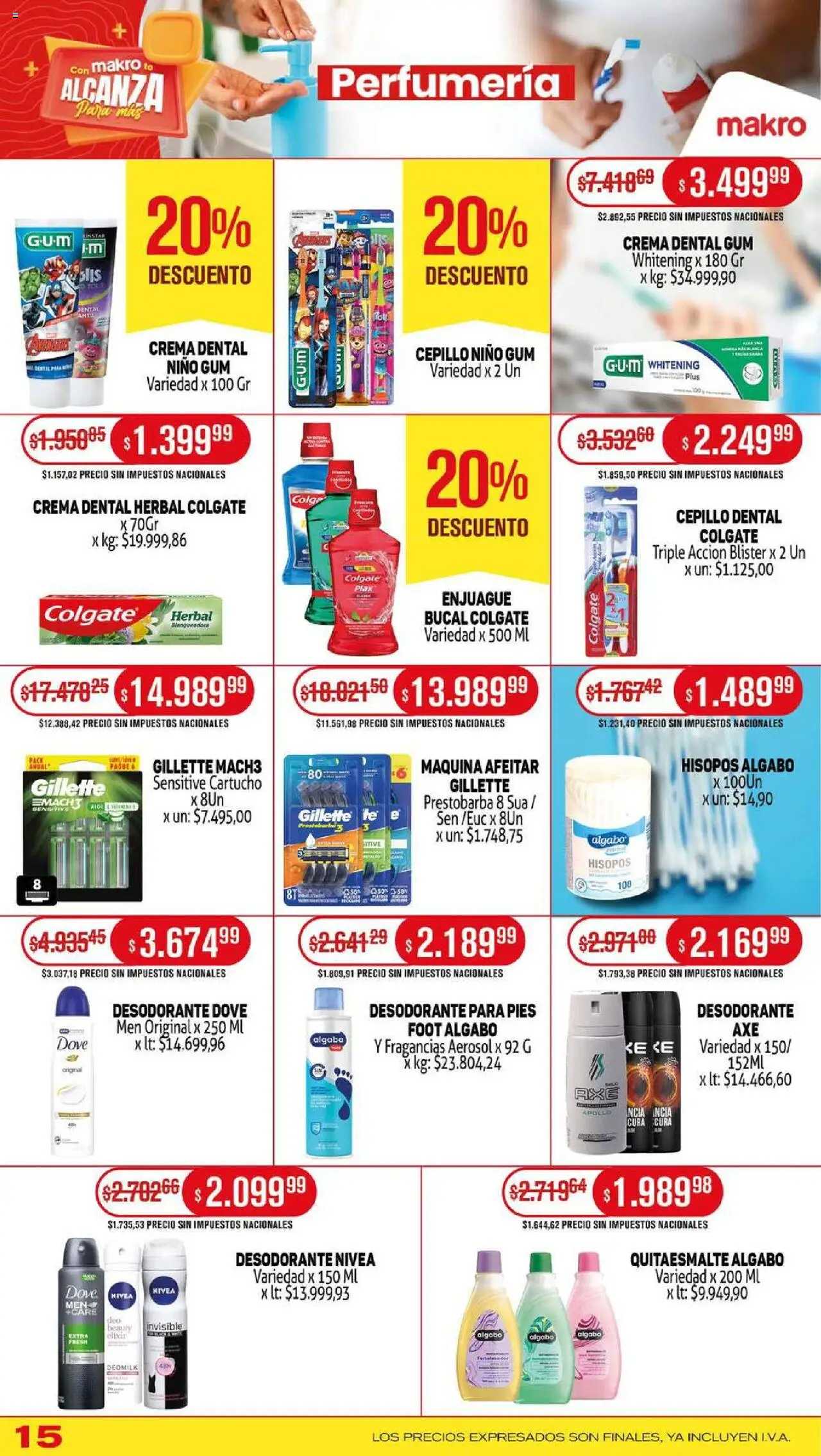 Makro ofertas │ válido desde el 07.08.2025 | Página: 15 | Productos: Cepillo, Desodorante, Crema