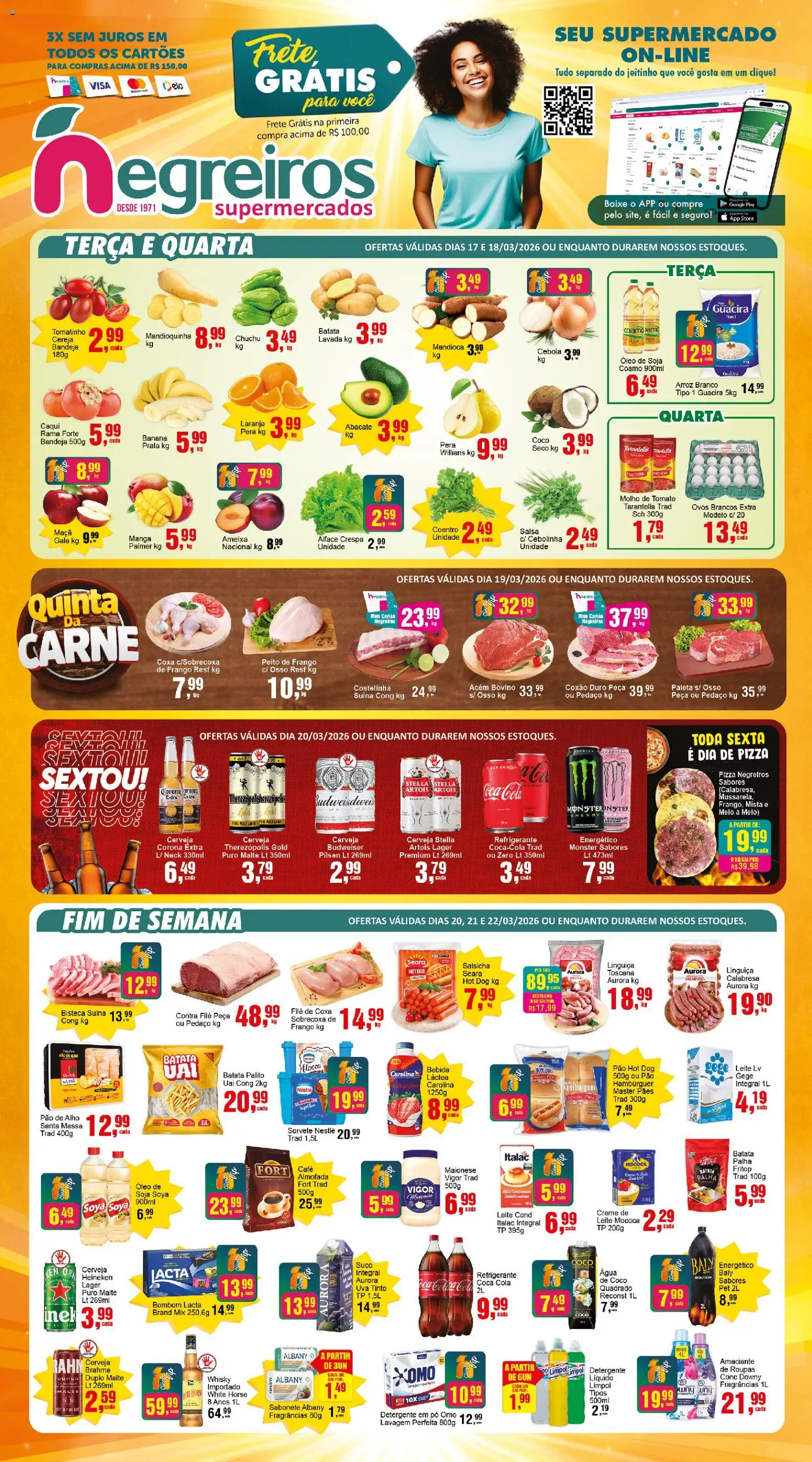 Negreiros Folheto - válido de 17.03.2026 | Página: 1 | Produtos: Pera, Whisky, Pão, Monster