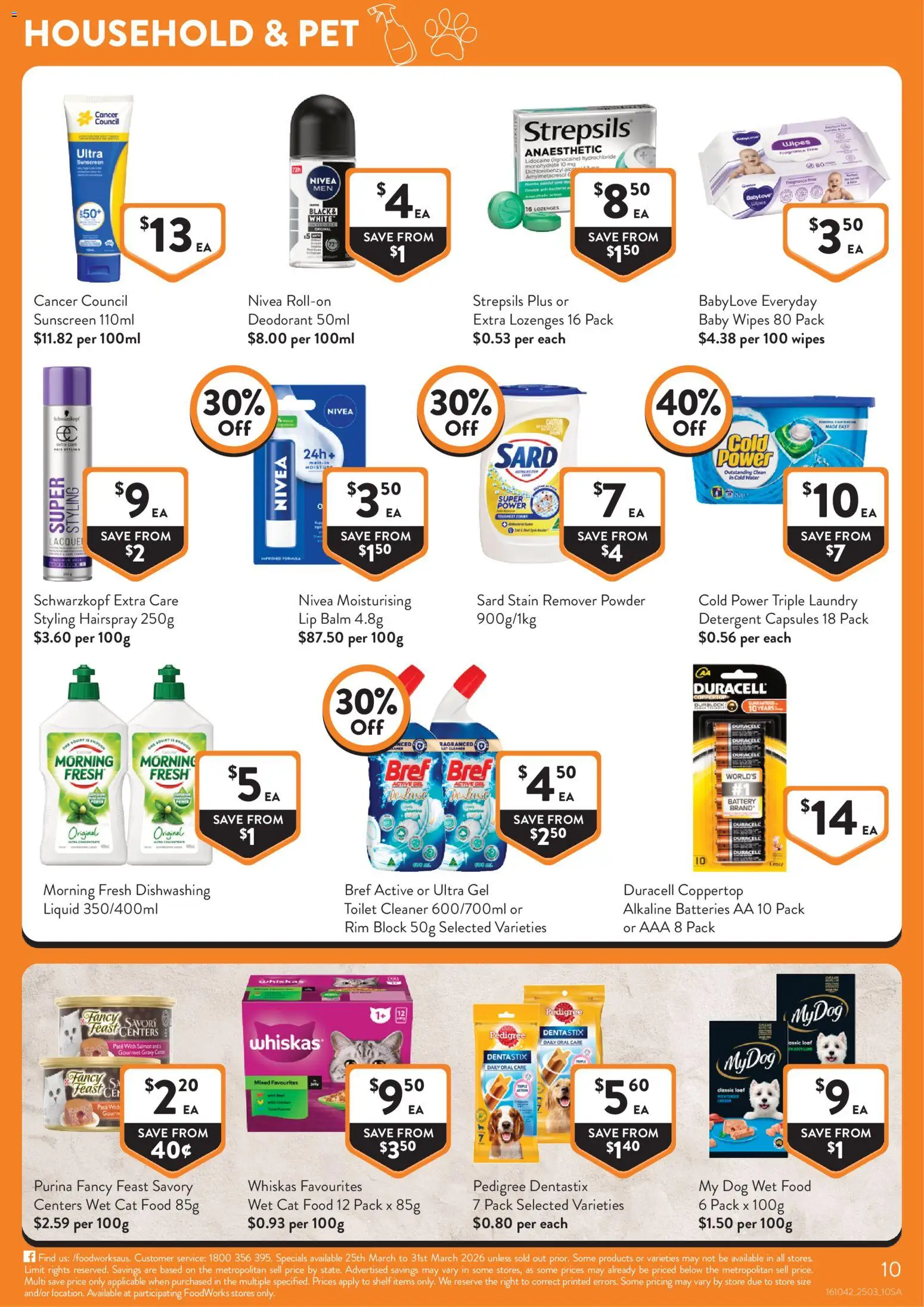 Foodworks catalogue - valid from 25.03.2026 | Page: 10 | Products: Battery, Household, Fragrance, Deodorant