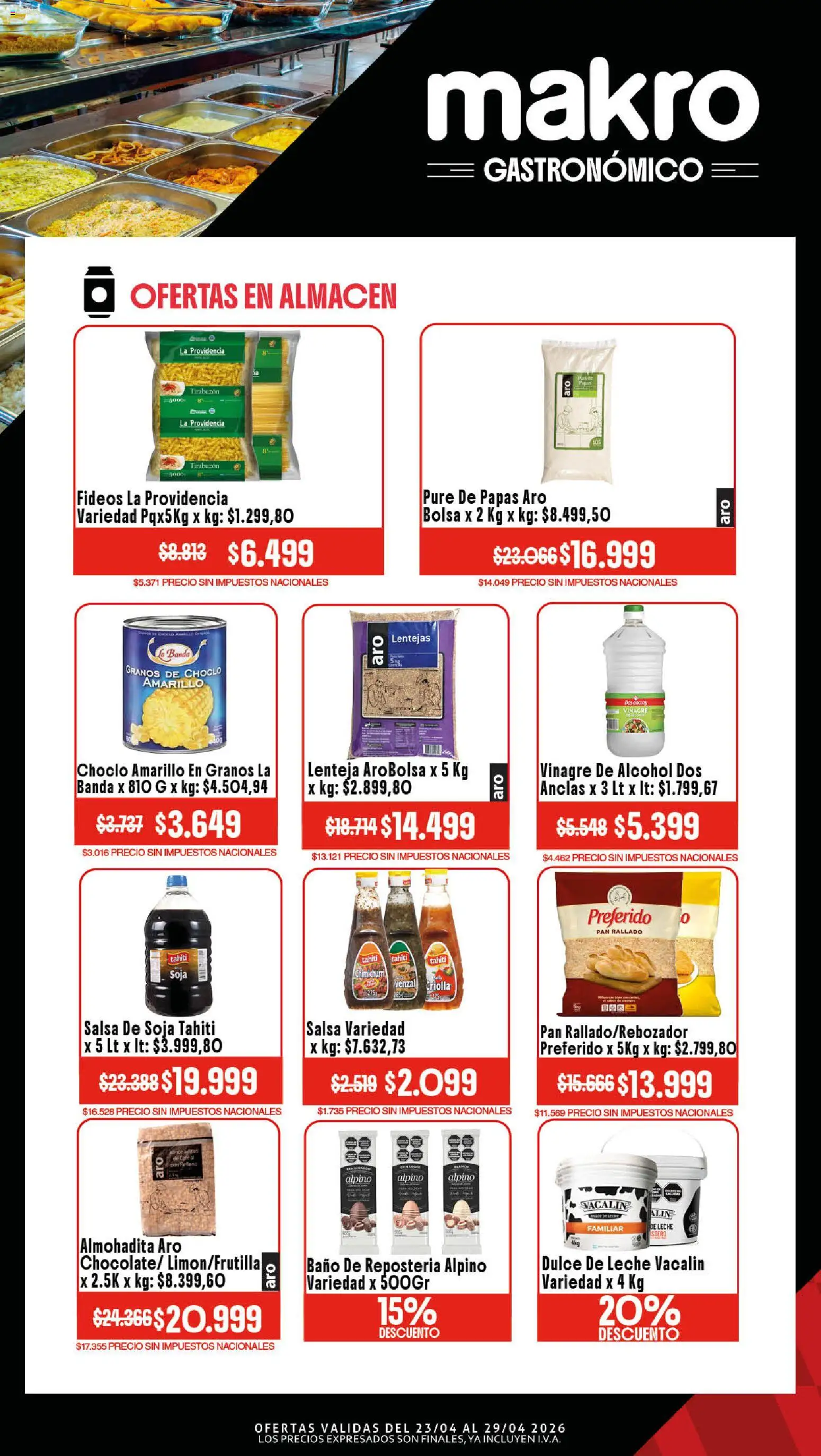 Makro Ofertas GASTRONÓMICO │ válido desde el 23.04.2026 | Página: 3 | Productos: Choclo, Baño, Fideos, Pan rallado