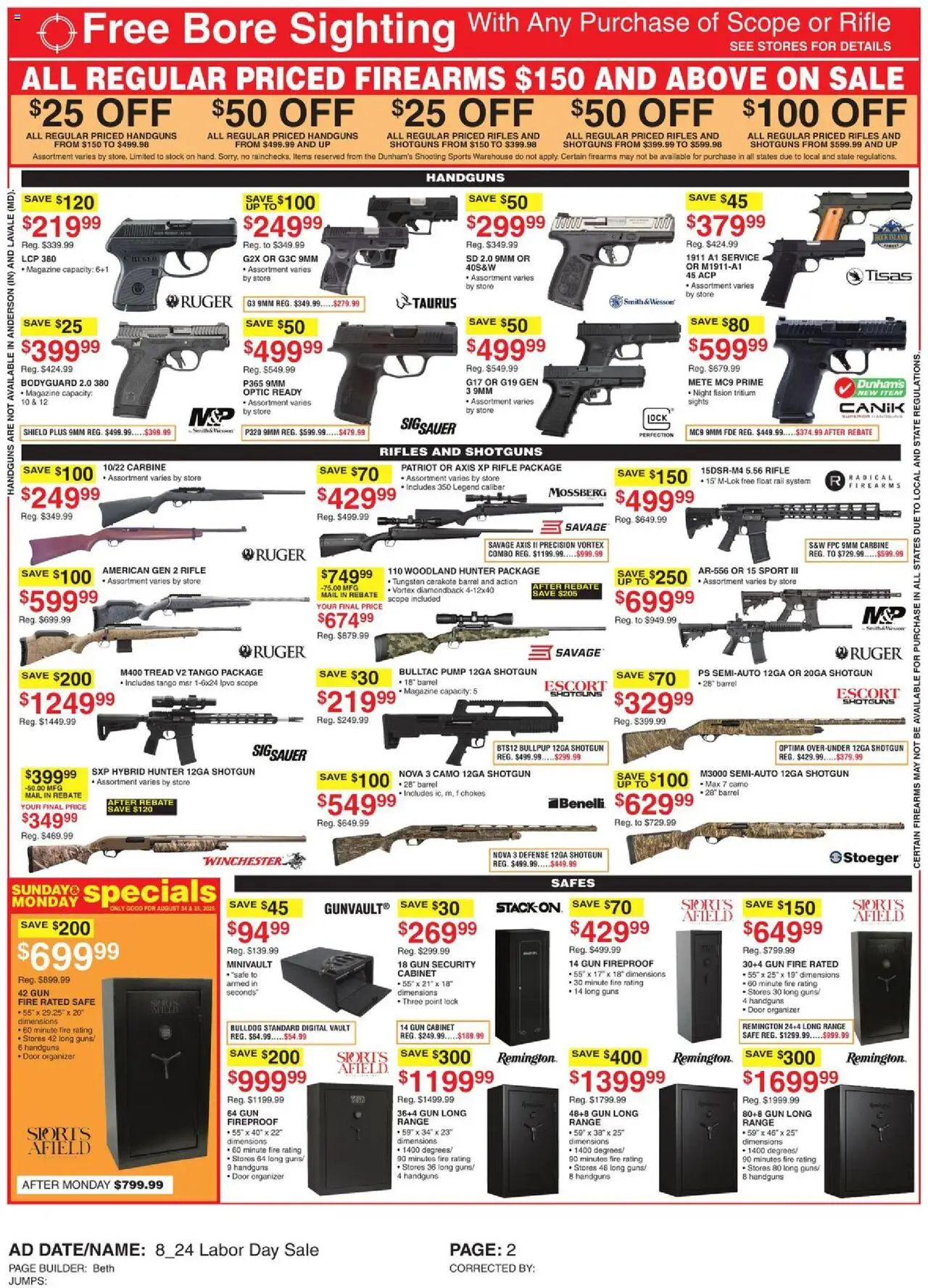 Dunham's Sports Weekly Ad - valid from 23.08.2025 | Page: 3 | Products: Safe, Pump, Gun, Rifle