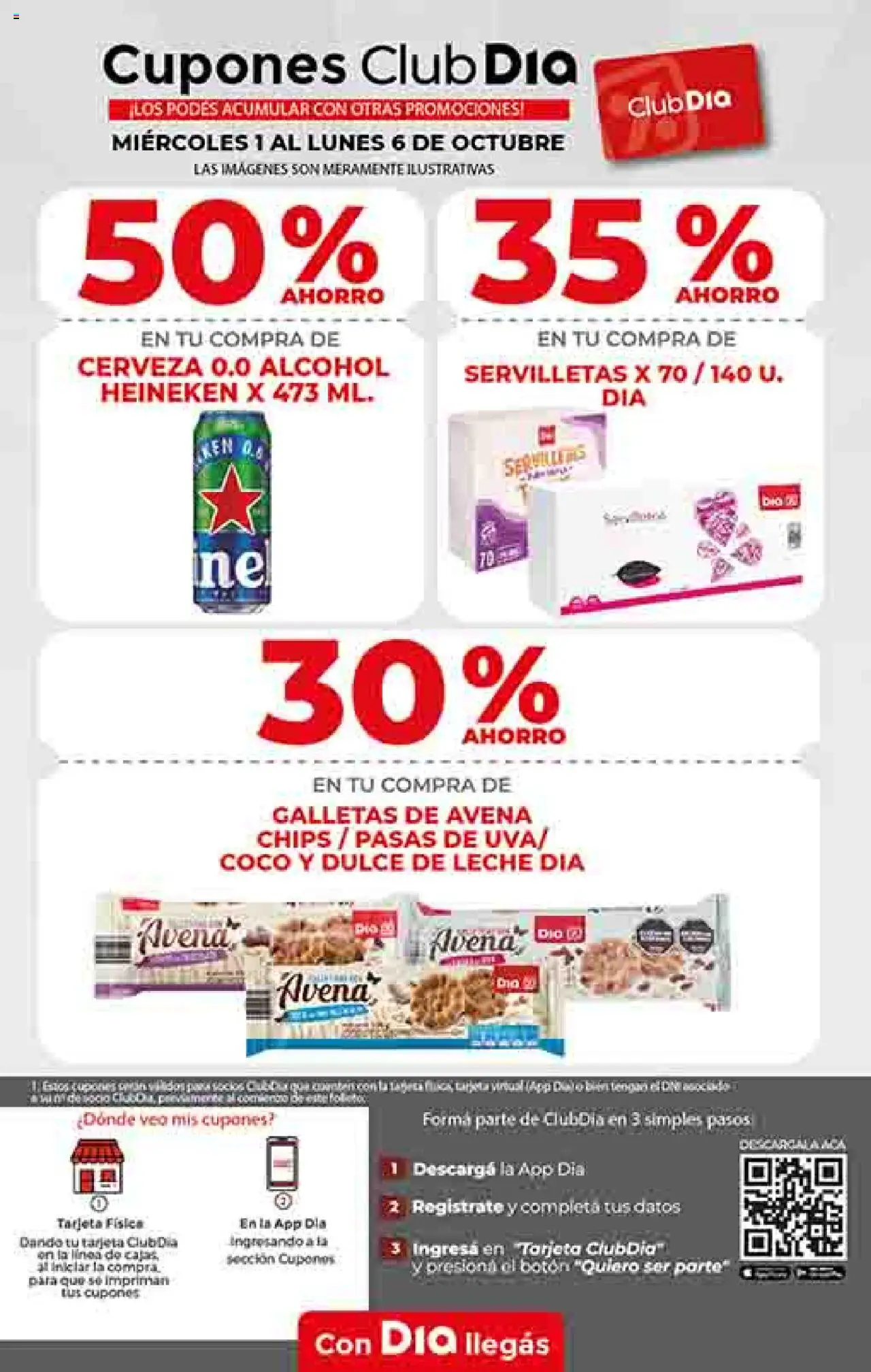 Supermercado DIA Ofertas │ válido desde el 01.10.2025 | Página: 6 | Productos: Servilletas, Dulce de leche, Avena, Cerveza