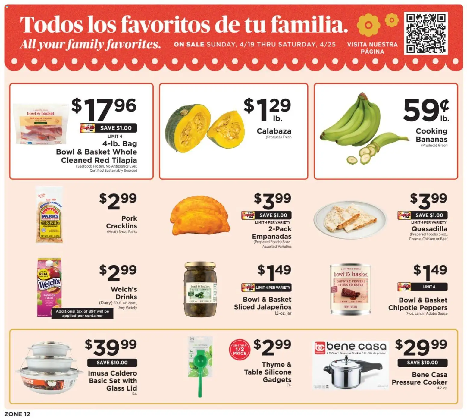 ShopRite Shop Hispanic - valid from 19.04.2026 | Page: 1 | Products: Cooker, Basket, Pressure Cooker, Sauce