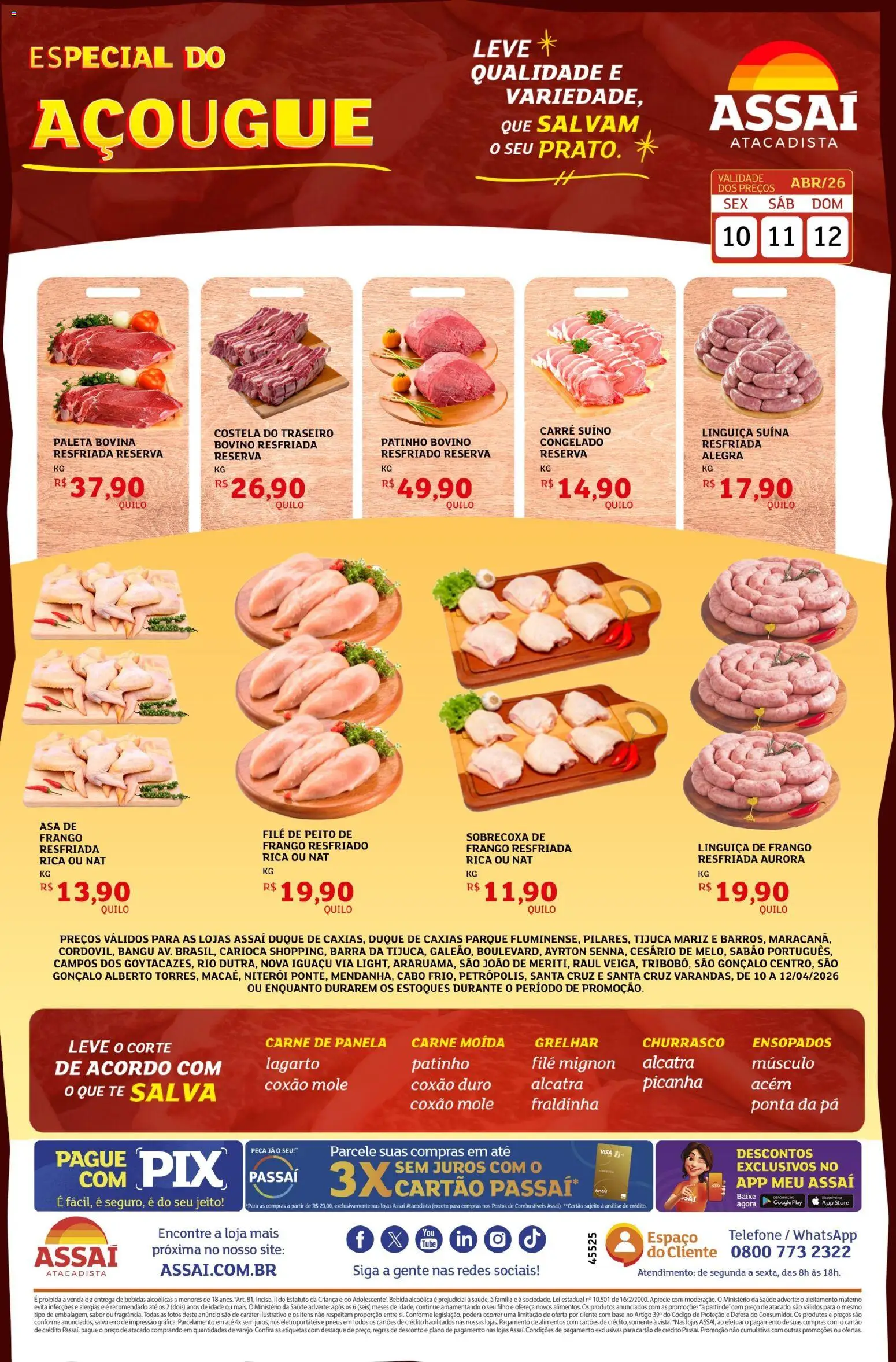 Assaí Atacadista Folheto - válido de 10.04.2026 | Página: 1 | Produtos: Fraldinha, Massa, Telefone, Cabo