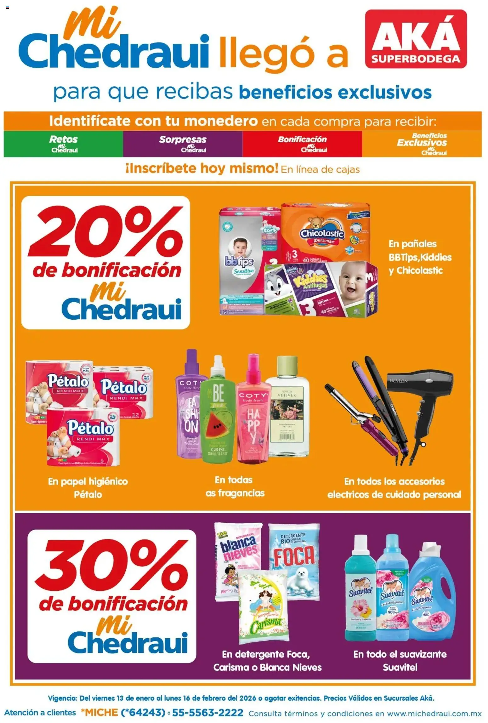 Nuevas ofertas de Arteli válidas en toda la República Mexicana desde el 13.02.2026. ¡Encuentra las mejores ofertas en Arteli folleto MiChedraui Aká! | Página: 1 | Productos: Detergente, Monedero, Pañales, Body