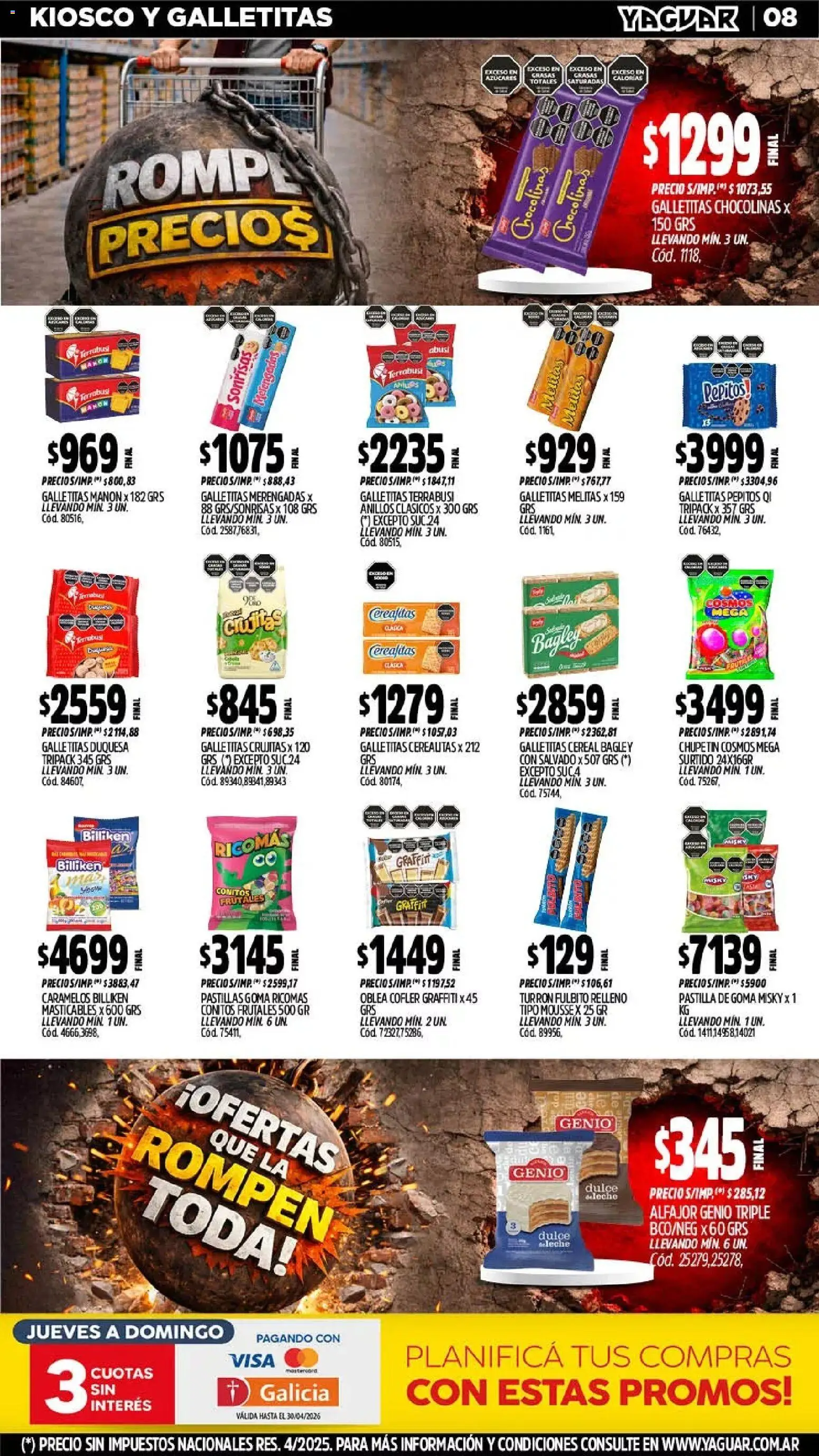 Yaguar - Oferta Semanal Neuquen │ válido desde el 06.04.2026 | Página: 8 | Productos: Galletitas, Mousse, Alfajor, Turrón