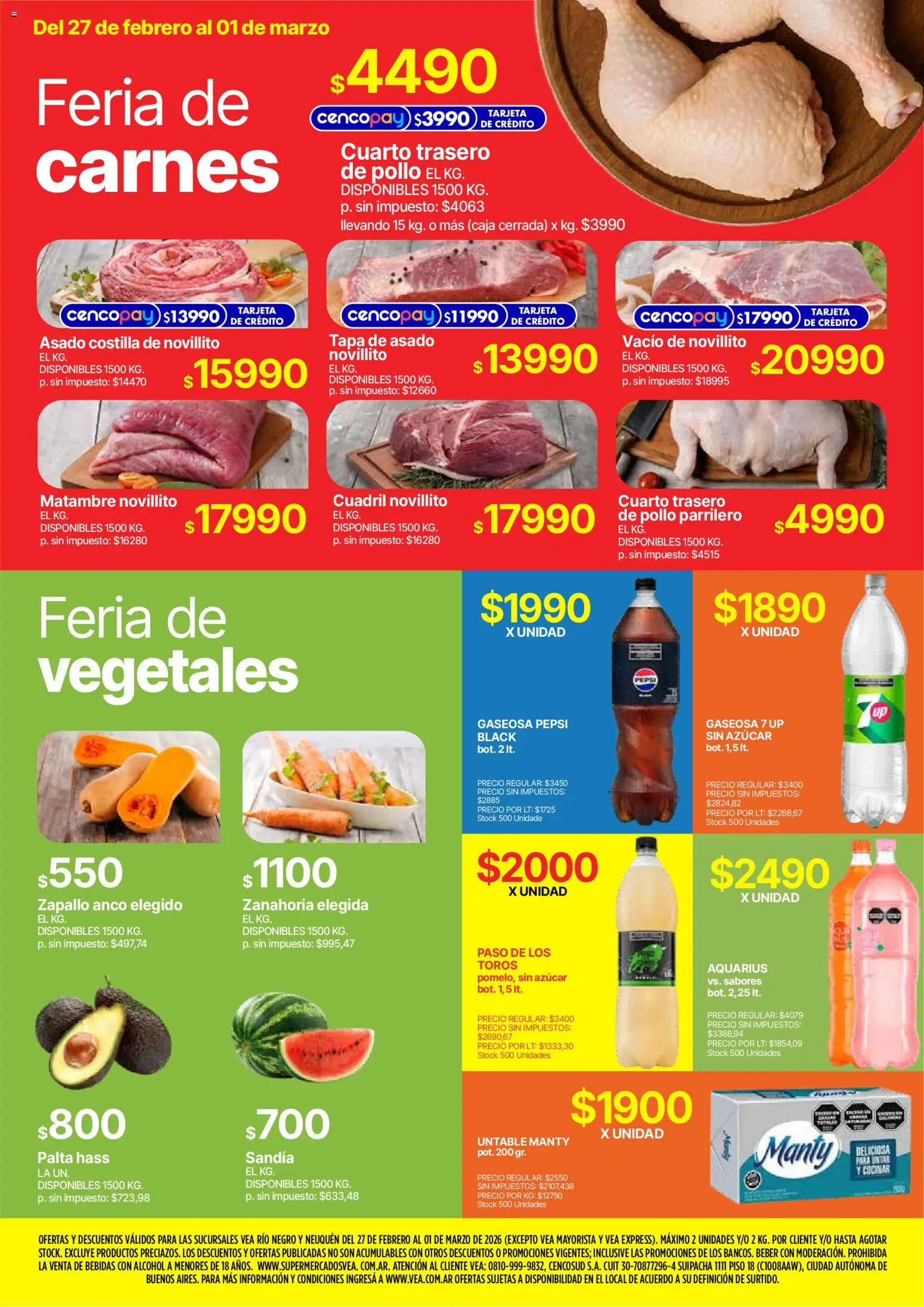 Vea - Ofertas fin de semana Patagonia │ válido desde el 27.02.2026 | Página: 3 | Productos: Zapallo, Azucar, Gaseosa, Zanahoria