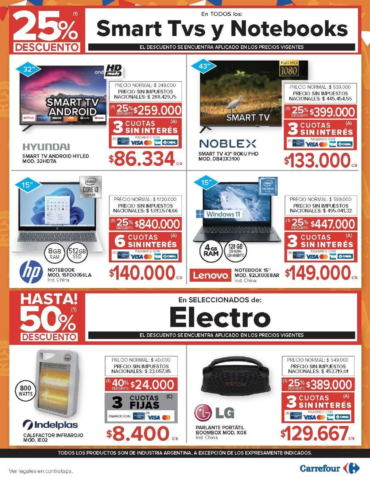 Carrefour ofertas - CABA │ válido desde el 19.08.2025 | Página: 26 | Productos: Calefactor, Parlante, Notebook