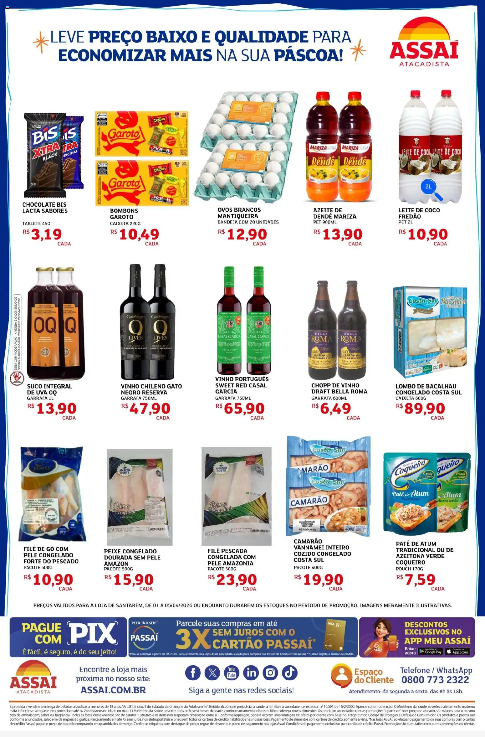 Assaí Atacadista Folheto - válido de 02.04.2026 | Página: 2 | Produtos: Vinho, Baixo, Bandeja, Leite de coco