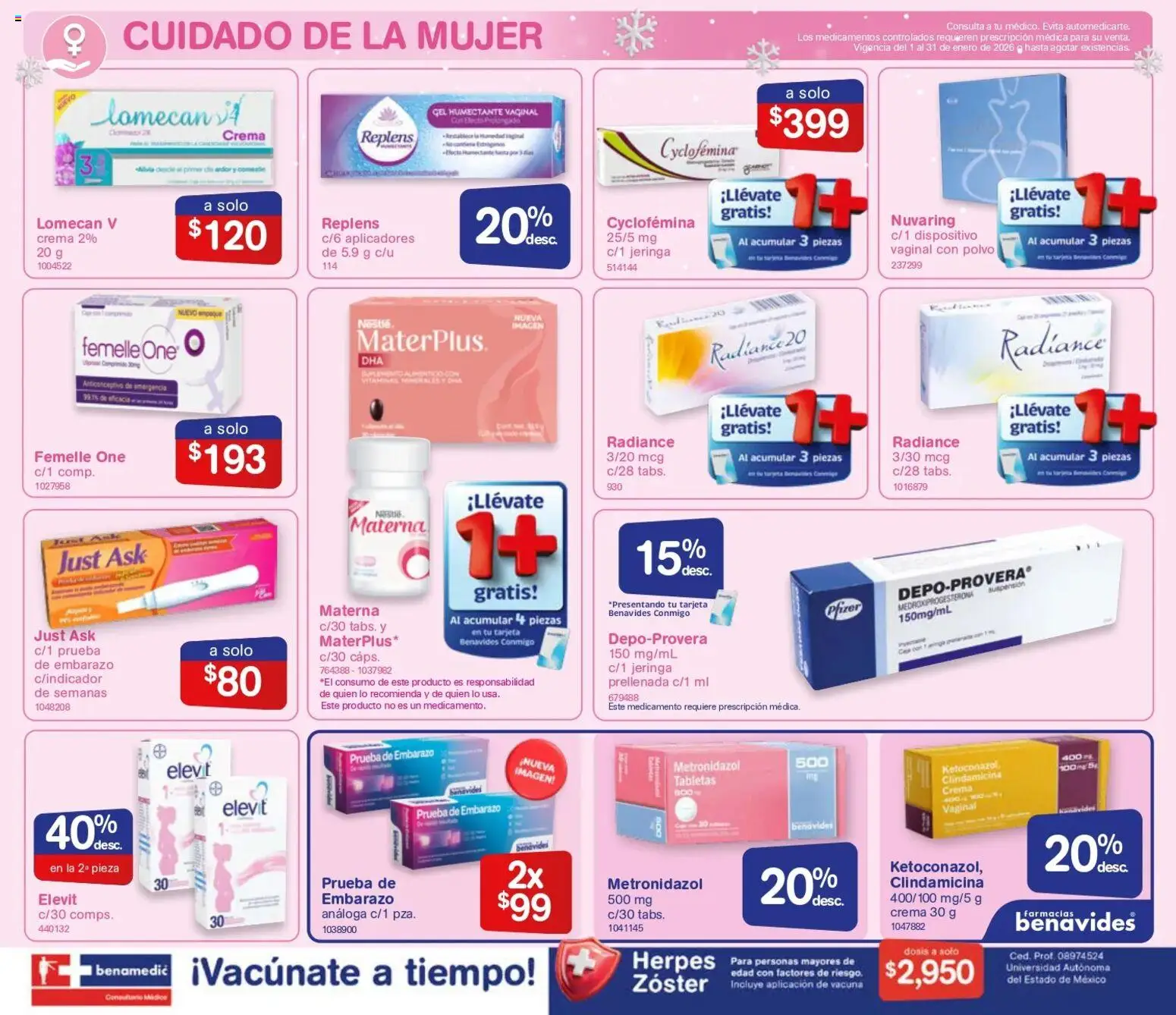 Nuevas ofertas de Farmacia Benavides válidas en toda la República Mexicana desde el 01.01.2026. ¡Encuentra las mejores ofertas en Farmacia Benavides catálogo! | Página: 14 | Productos: Crema, Vitaminas, Polvo