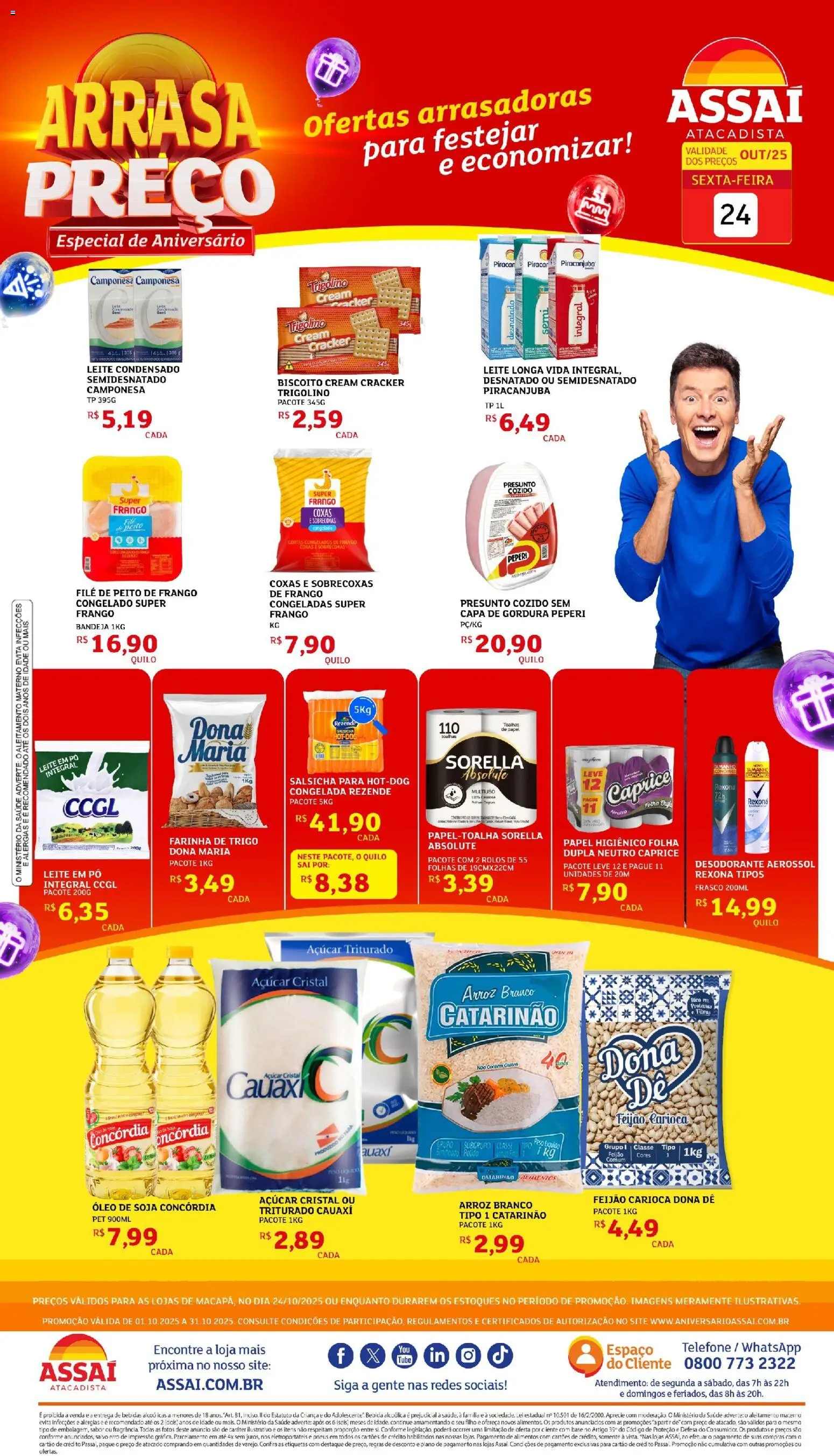Assaí Atacadista Folheto - válido de 24.10.2025 | Página: 1 | Produtos: Biscoito, Leite, Óleo, Soja