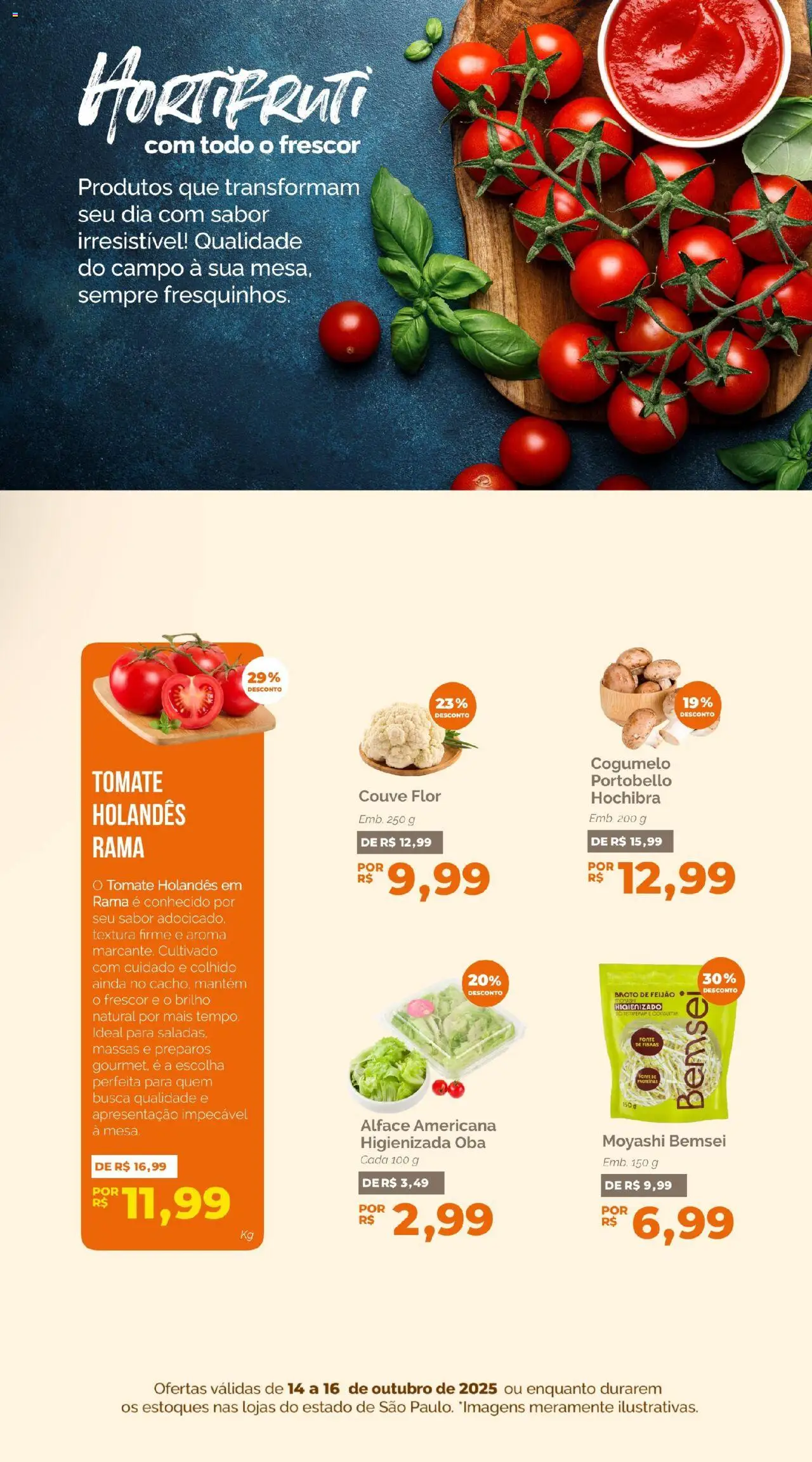 Oba Hortifruti Folheto - válido de 14.10.2025 | Página: 4 | Produtos: Feijão, Cogumelo, Alface, Couve