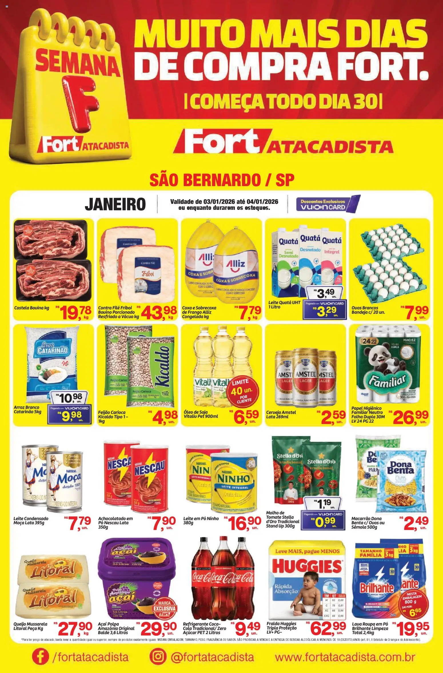 Fort Atacadista Folheto - válido de 03.01.2026 | Página: 1 | Produtos: Fragrância, Leite condensado, Soja, Balde