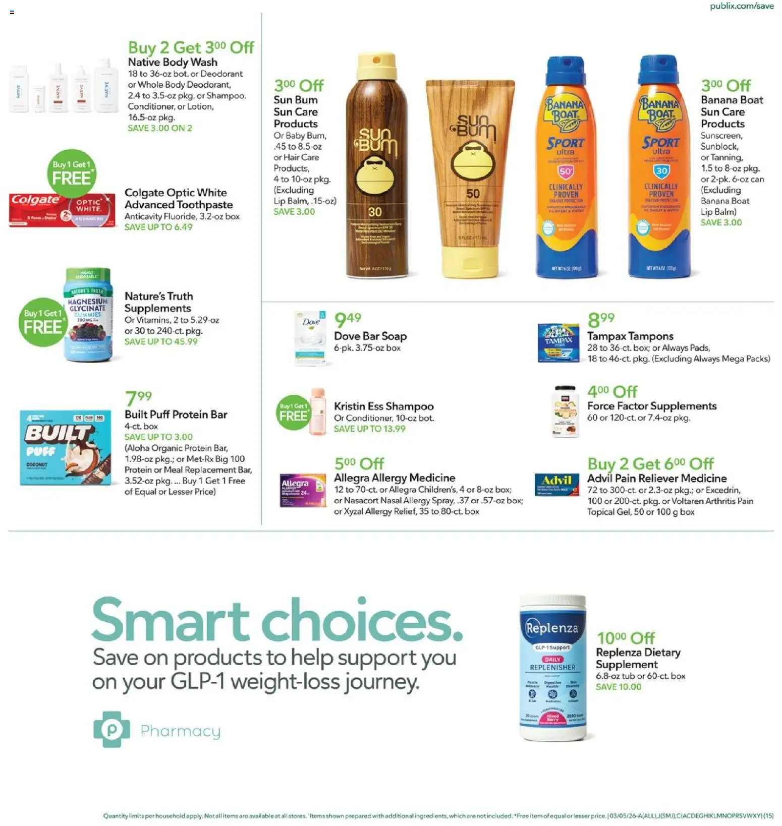 Publix Weekly Ad - valid from 04.03.2026 | Page: 15 | Products: Box, Toothpaste, Bar Soap, Water