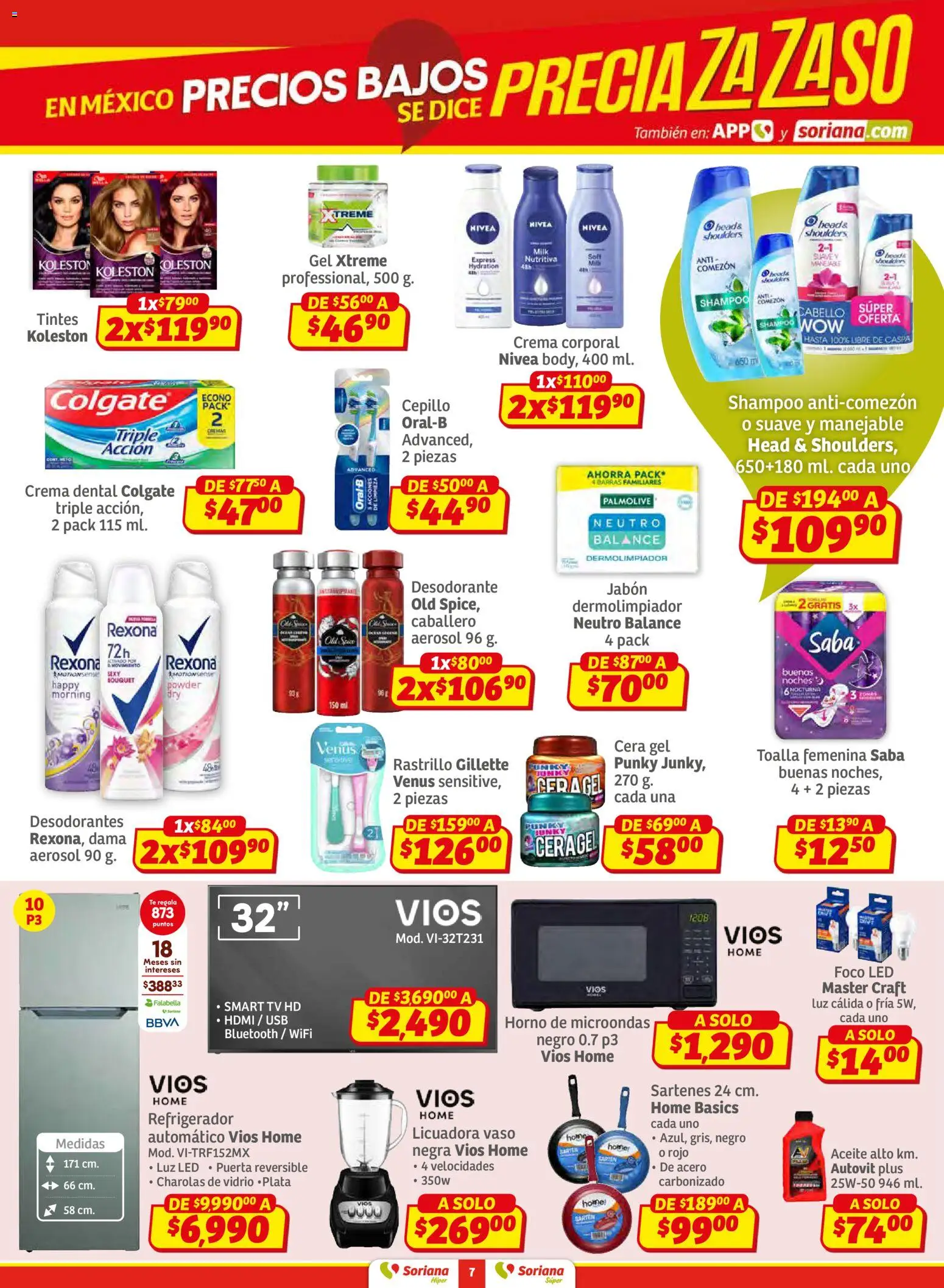 Nuevas ofertas de Soriana válidas en toda la República Mexicana desde el 12.02.2026. ¡Encuentra las mejores ofertas en Soriana - Preciazazaso Híper: Frontera Chia, Q. Roo! | Página: 7 | Productos: Desodorante, Cepillo, Cera, Licuadora