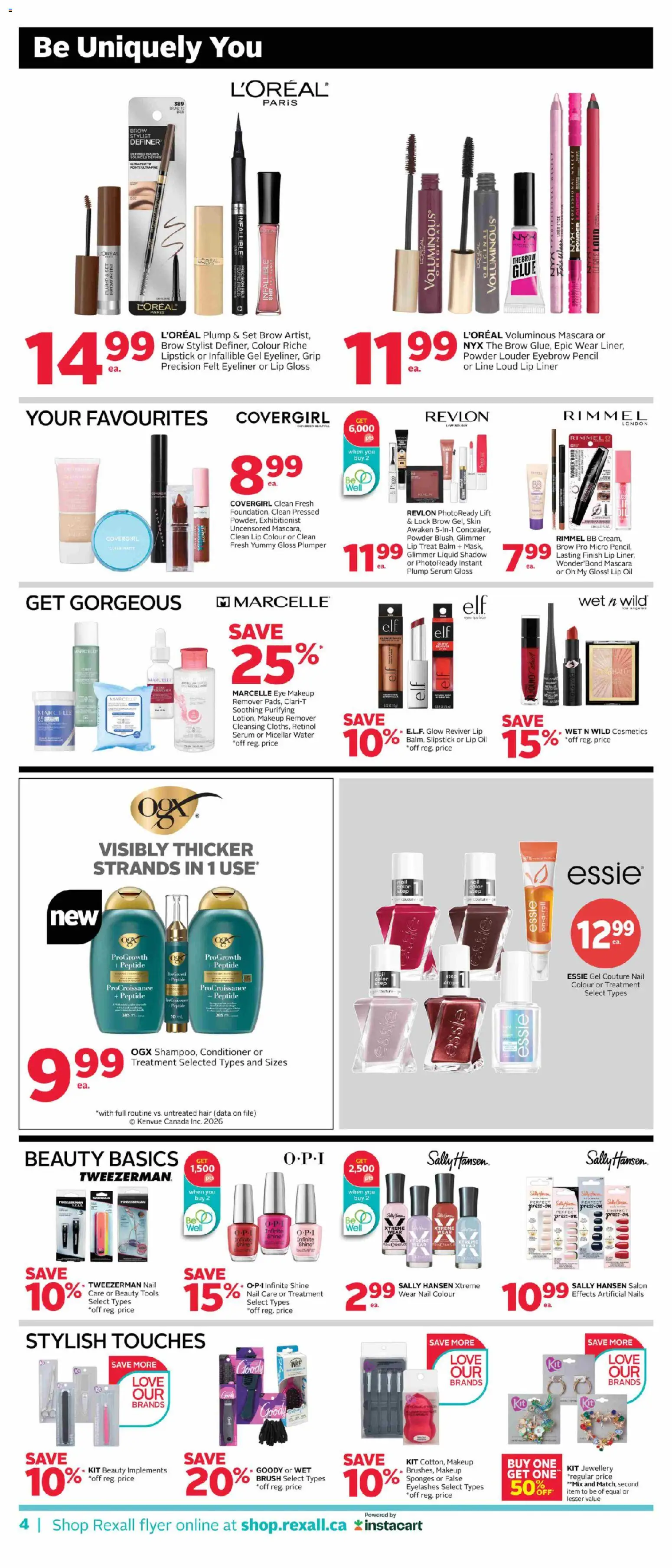 Rexall flyer valid from 03.04.2026 | Page: 12 | Products: Lipstick, Lip gloss, Makeup remover, Oil