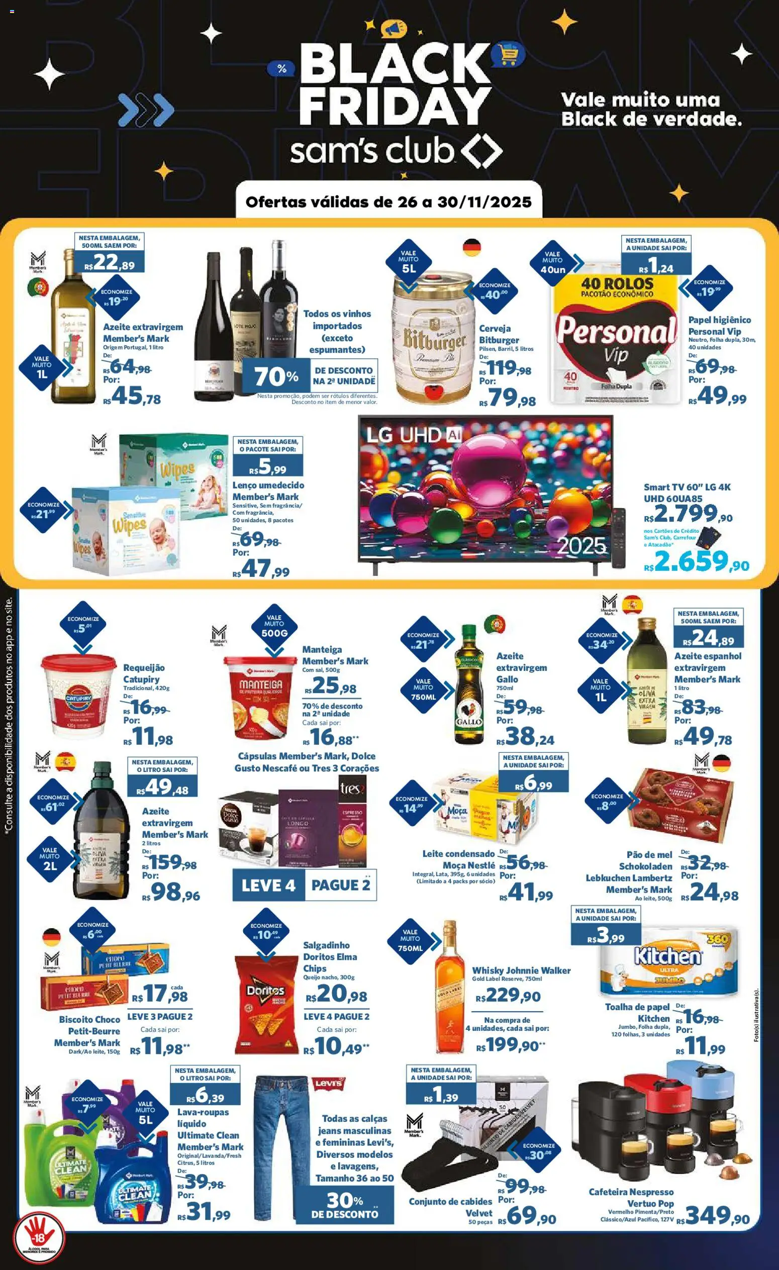 Sam's Club Folheto - válido de 26.11.2025 | Página: 1 | Produtos: Whisky, Cafeteira, Leite, Leite condensado