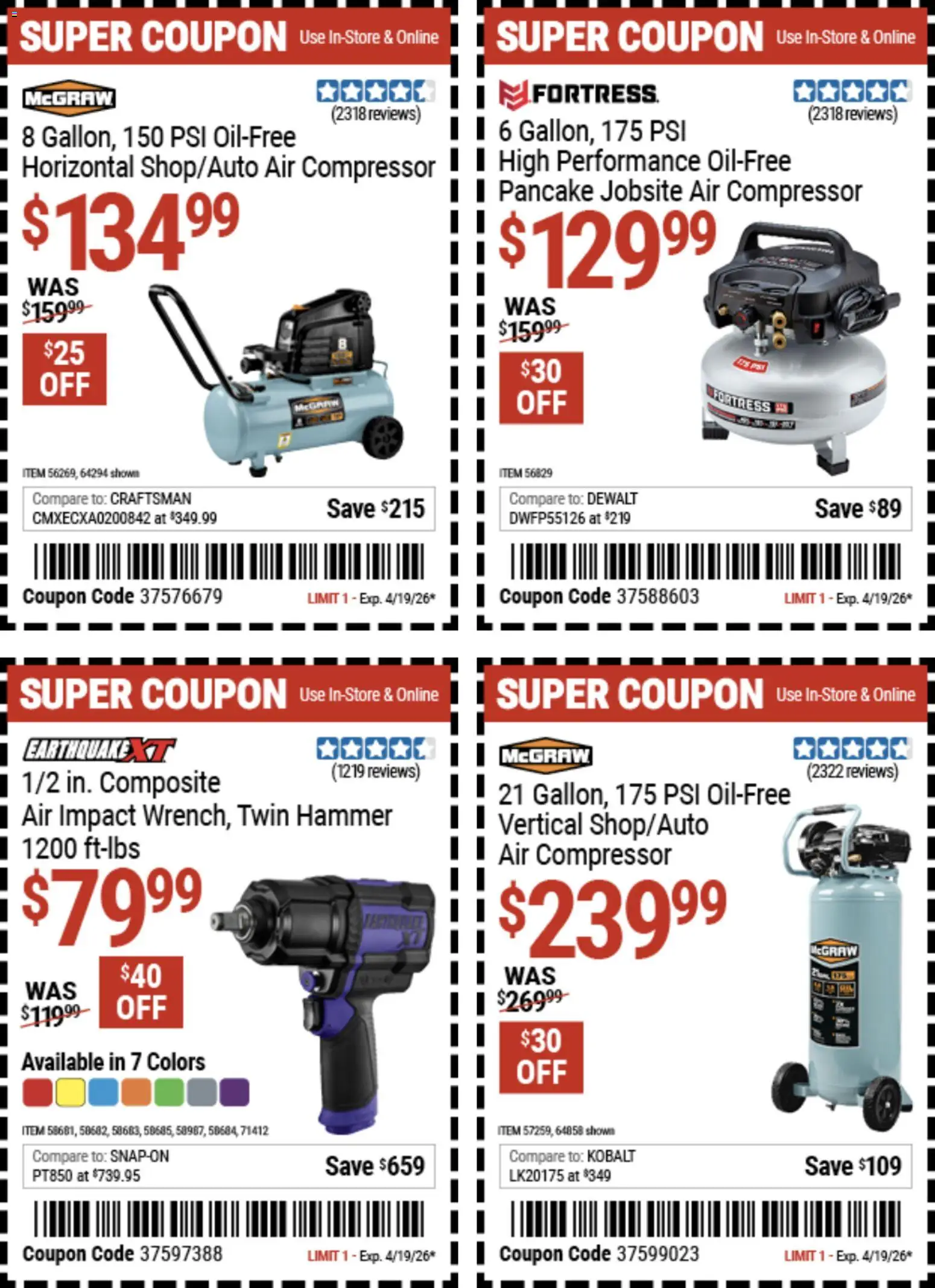 Harbor Freight Spring Black Friday - valid from 14.04.2026 | Page: 24 | Products: Compressor, Hammer