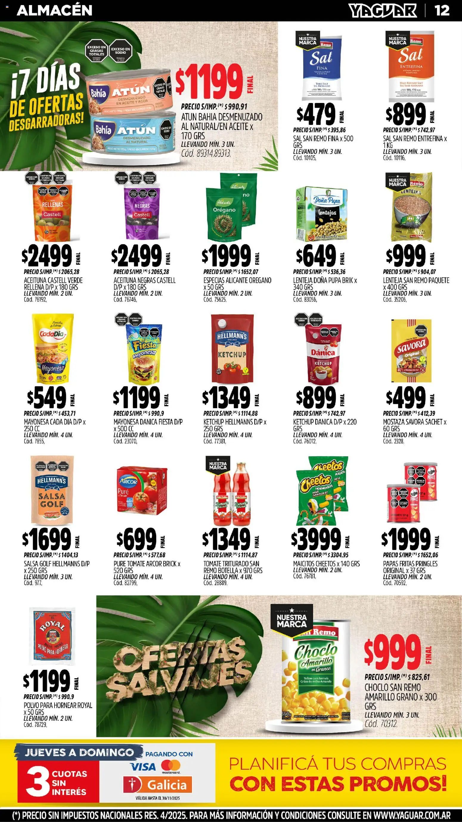 Yaguar - Trelew │ válido desde el 10.11.2025 | Página: 13 | Productos: Lentejas, Sal, Tomate, Orégano