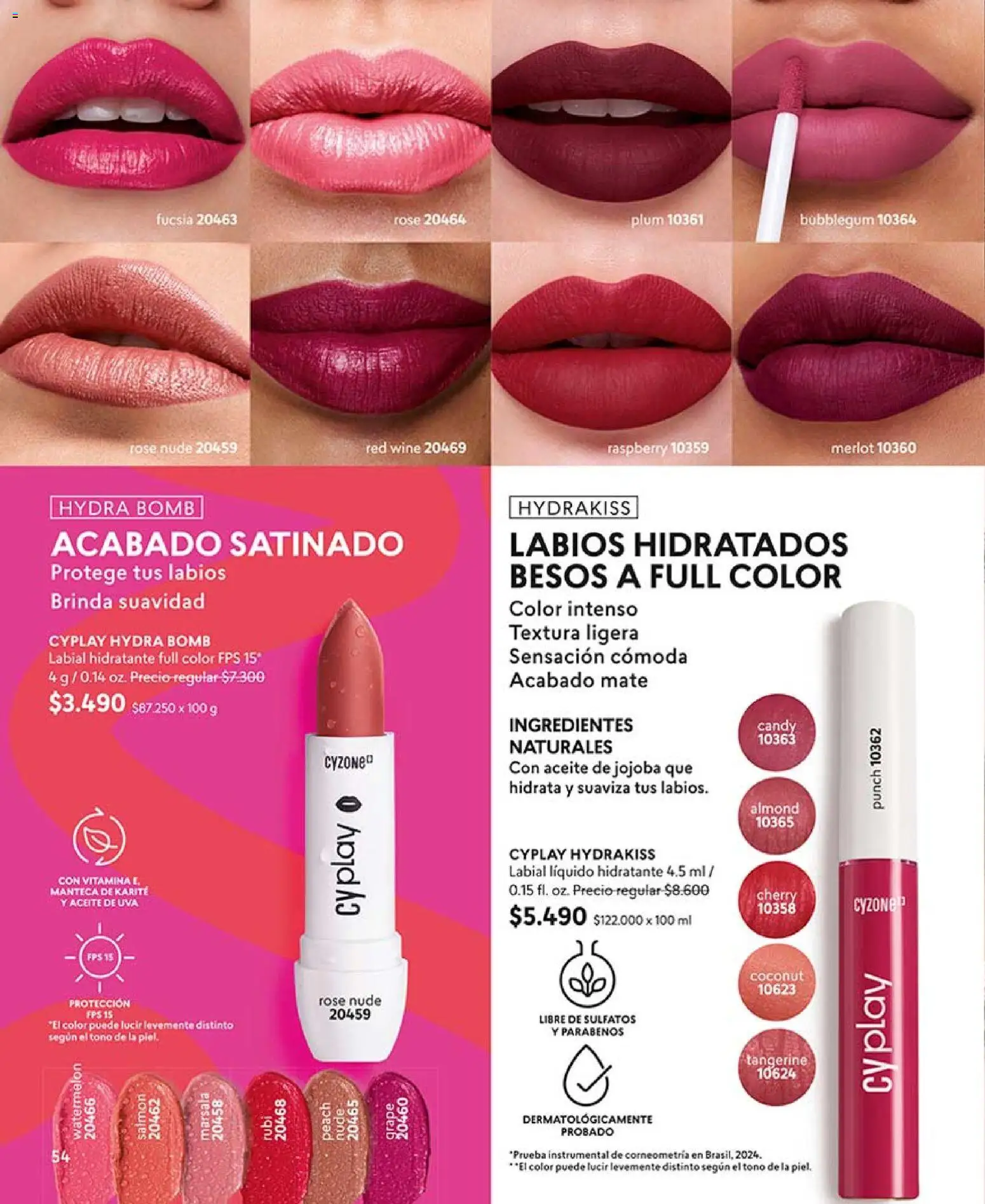 Catálogo CyZone Campaña 8 │ válido desde el 29.04.2026 | Página: 54 | Productos: Uva, Manteca, Labial, Aceite