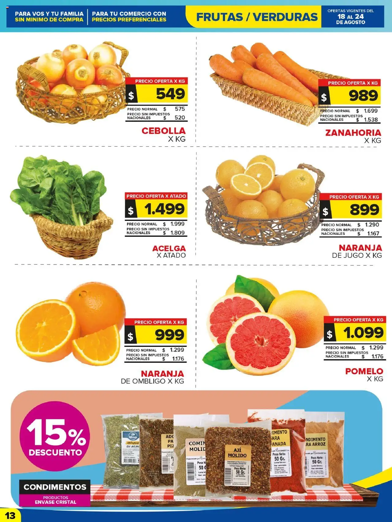Carrefour Maxi catálogo - CABA │ válido desde el 18.08.2025 | Página: 13 | Productos: Peso, Cebolla, Acelga, Pomelo
