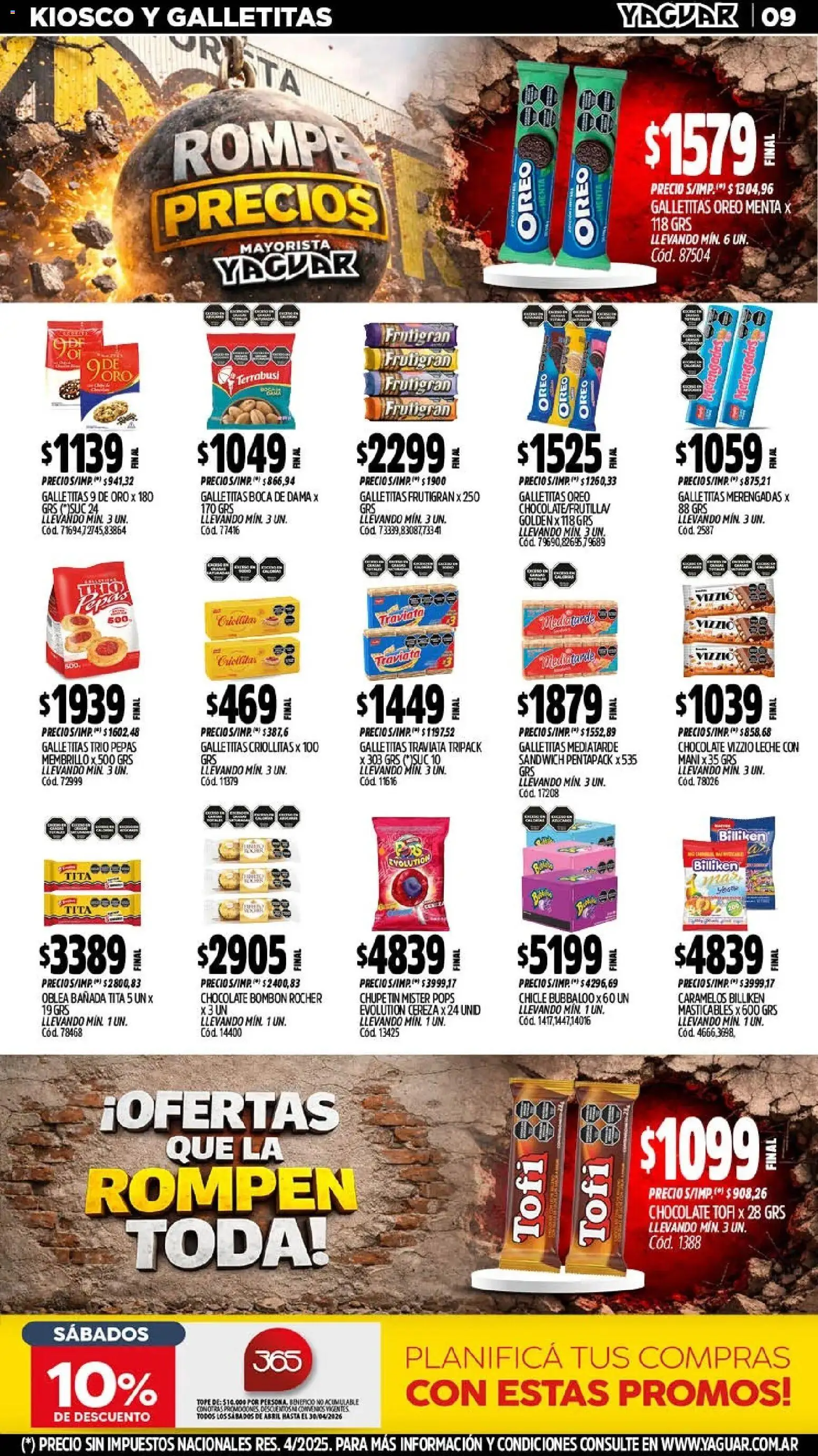 Yaguar - Oferta Semanal Santa Fé │ válido desde el 20.04.2026 | Página: 9 | Productos: Galletitas, Mani, Leche, Chicle