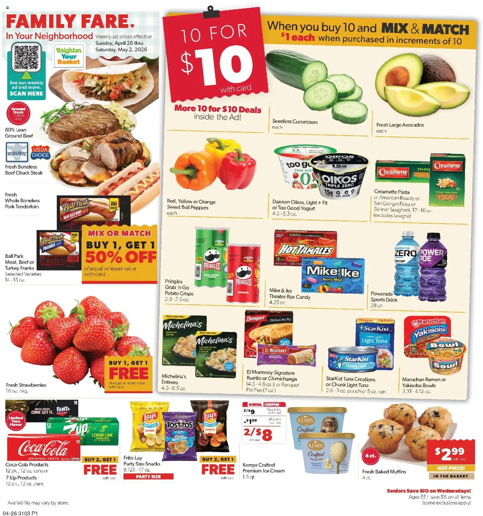 Family Fare Weekly Ad - ND - valid from 26.04.2026 | Page: 1 | Products: Cream, Cucumbers, Ice cream, Lime
