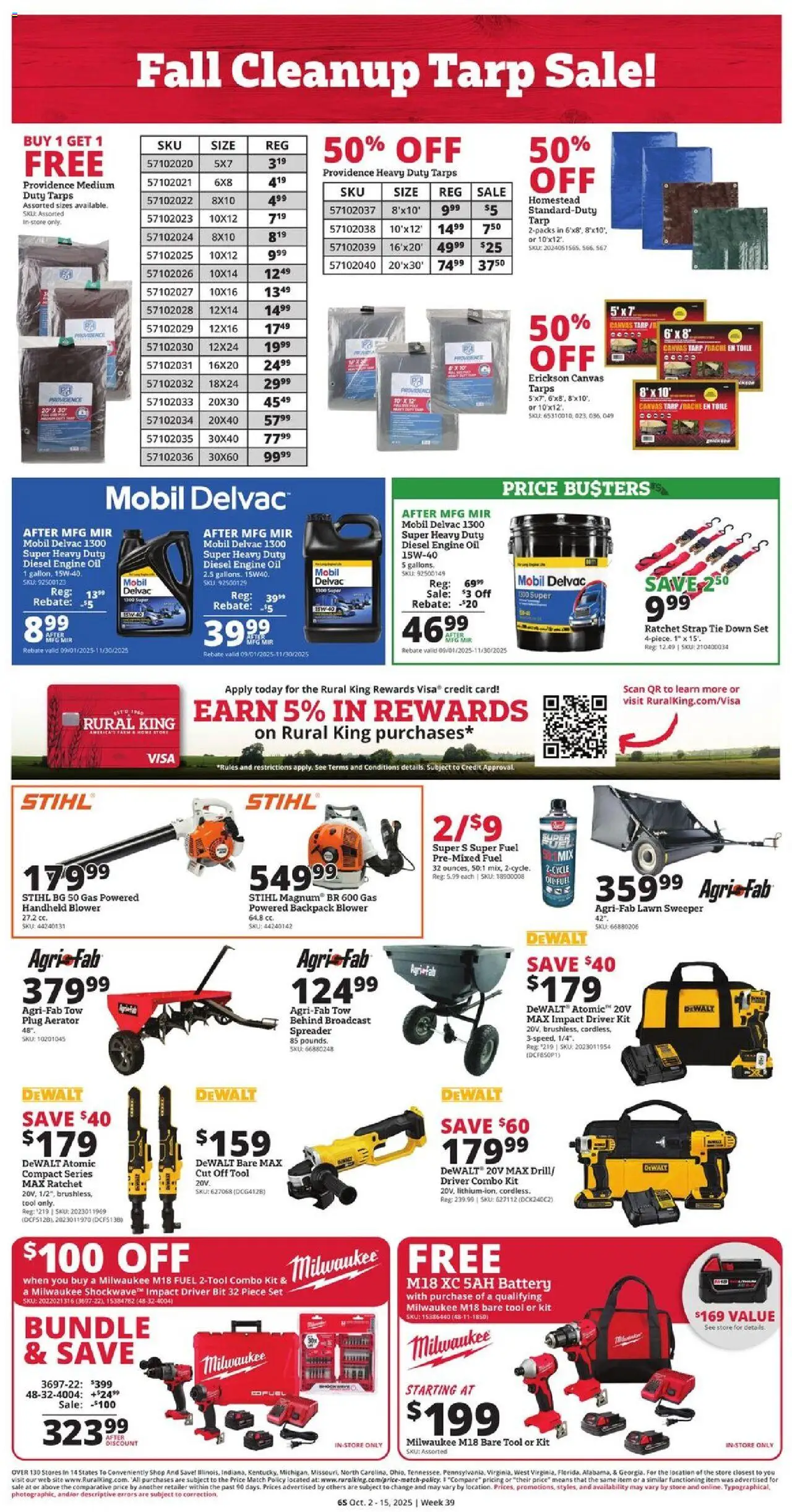 Rural King Weekly Ad - valid from 02.10.2025 | Page: 6 | Products: Canvas, Ratchet, Oil, Blower