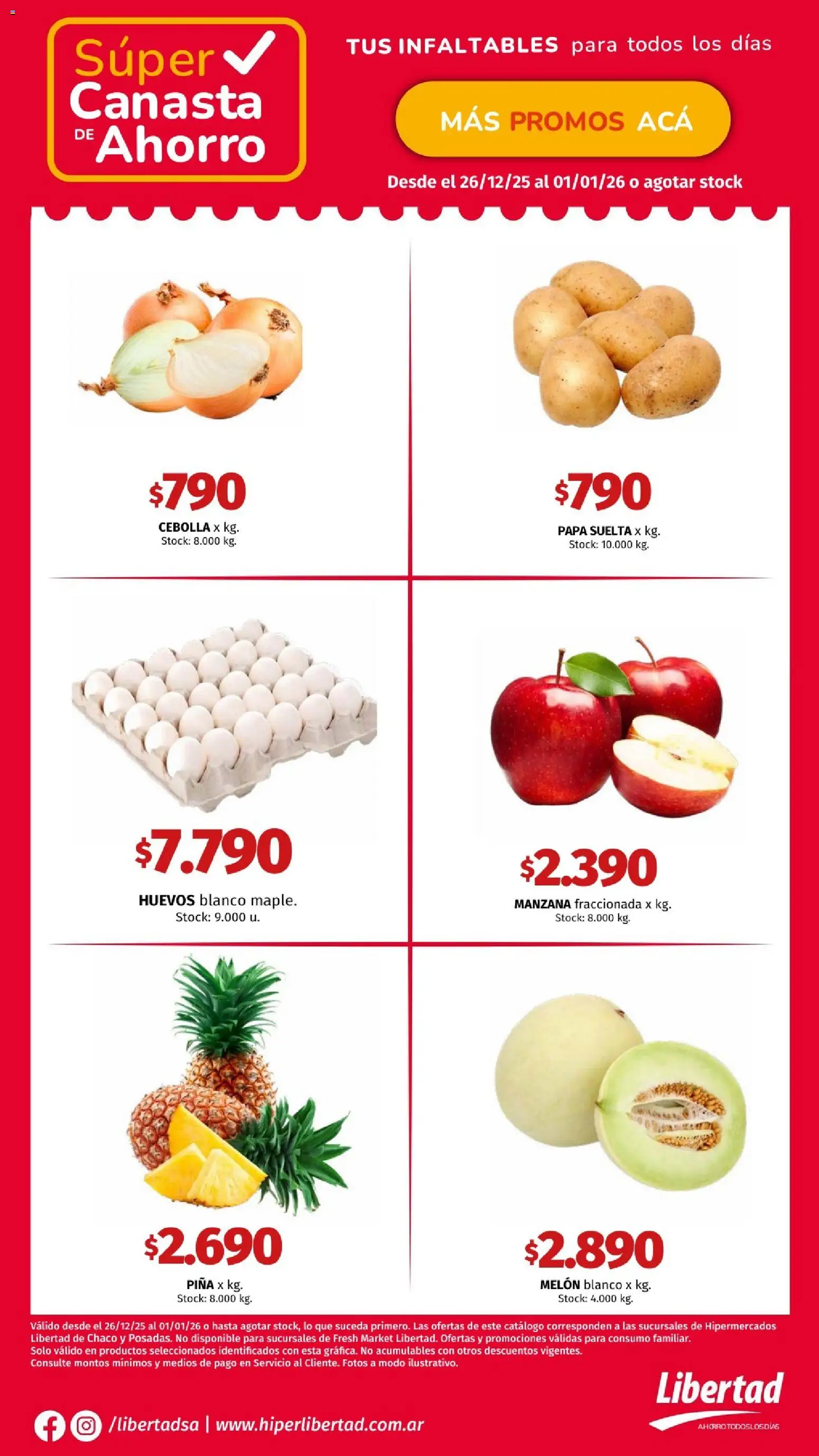 Hipermercado Libertad - CANASTA │ válido desde el 26.12.2025 | Página: 4 | Productos: Cebolla, Papa, Manzana, Canasta