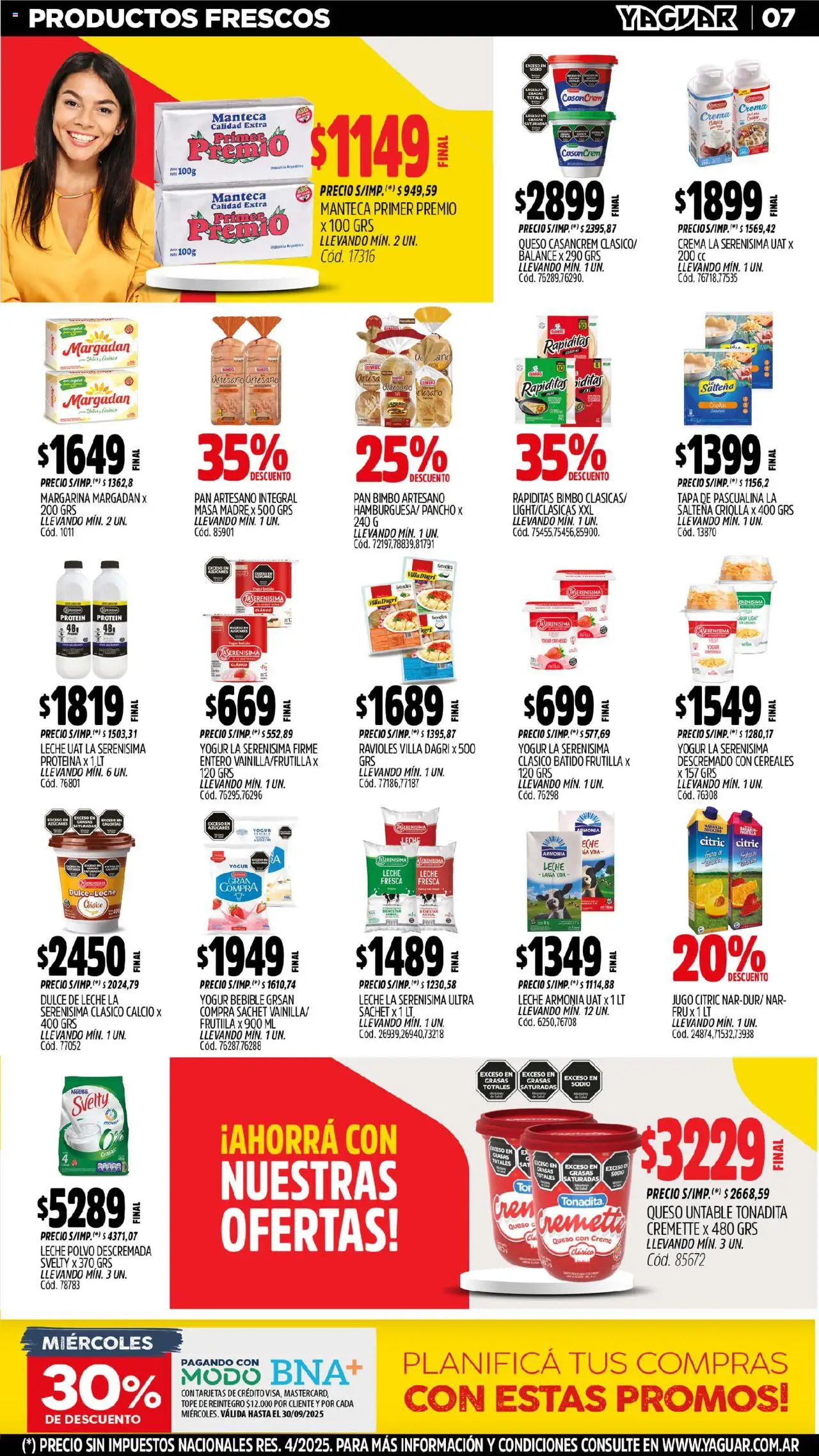 Yaguar - Salta │ válido desde el 01.09.2025 | Página: 8 | Productos: Durazno, Polvo, Queso, Pan