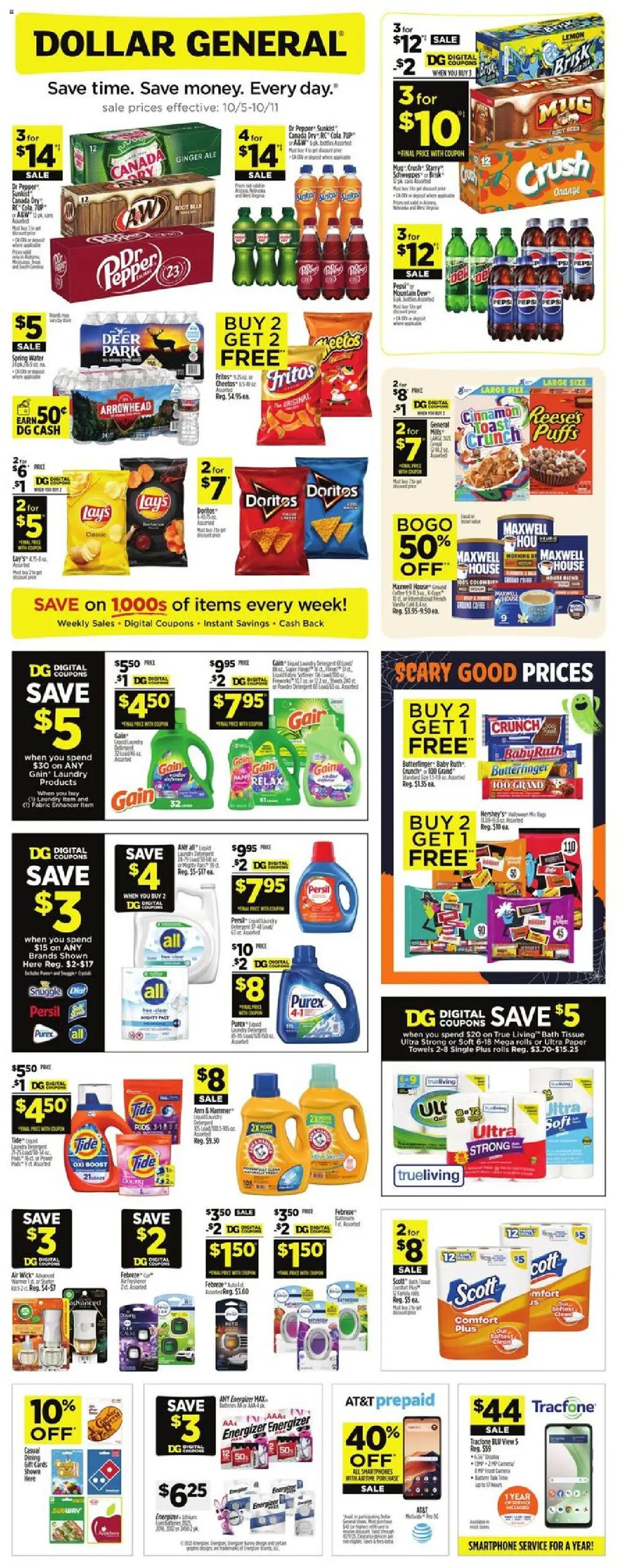 Dollar General Weekly Ad - TX - valid from 05.10.2025 | Page: 1 | Products: Ginger, Hammer, Beer, Detergent
