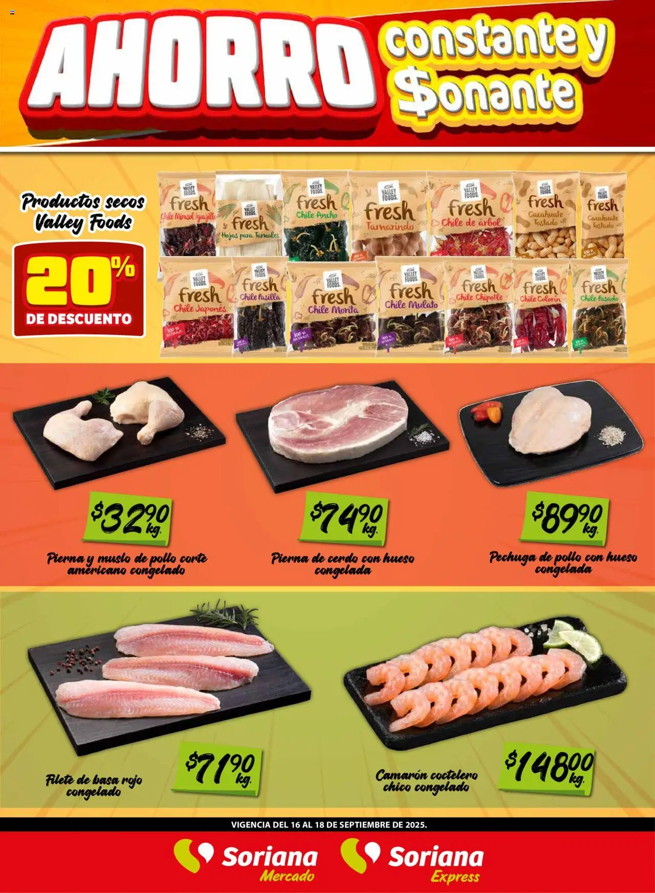 Nuevas ofertas de Soriana válidas en toda la República Mexicana desde el 16.09.2025. ¡Encuentra las mejores ofertas en Soriana - Frescos del Mandado Mercado: Nuevo León! | Página: 2 | Productos: Pollo, Cacahuate, Cerdo