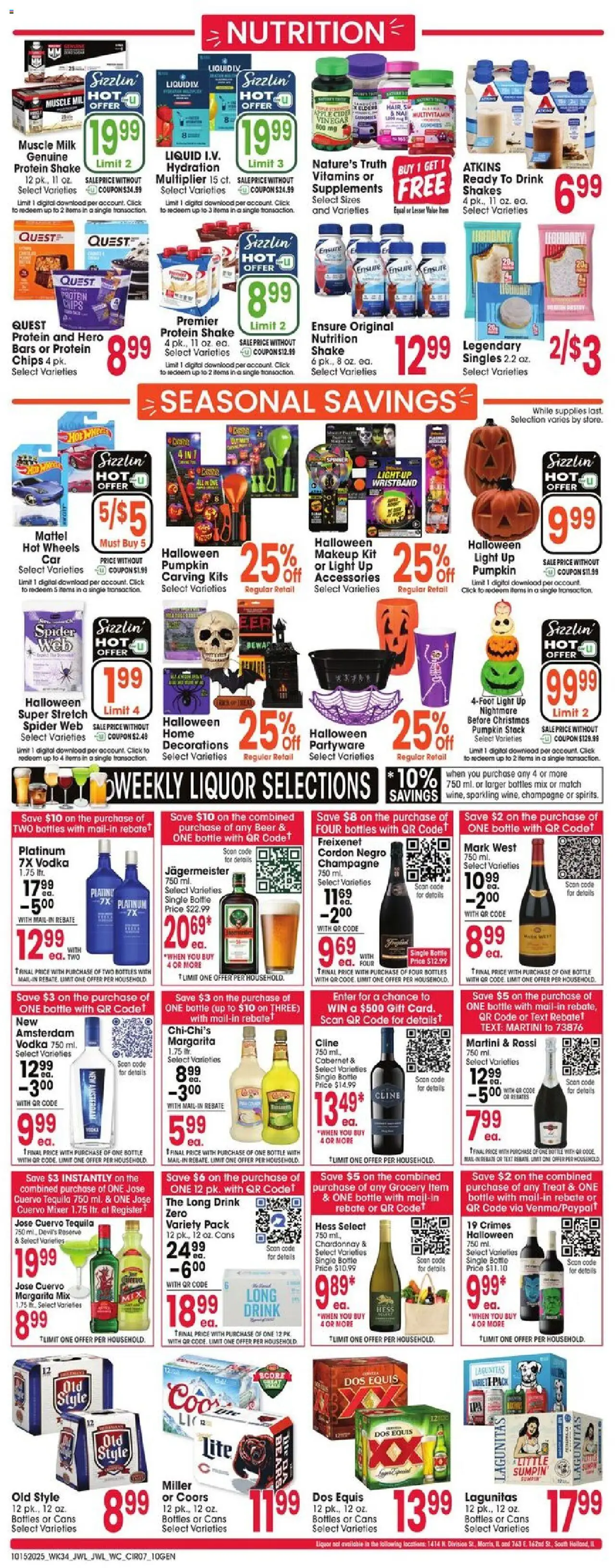 Jewel Osco Weekly Ad - valid from 15.10.2025 | Page: 7 | Products: Multivitamin, Milk, Beer, Pumpkin