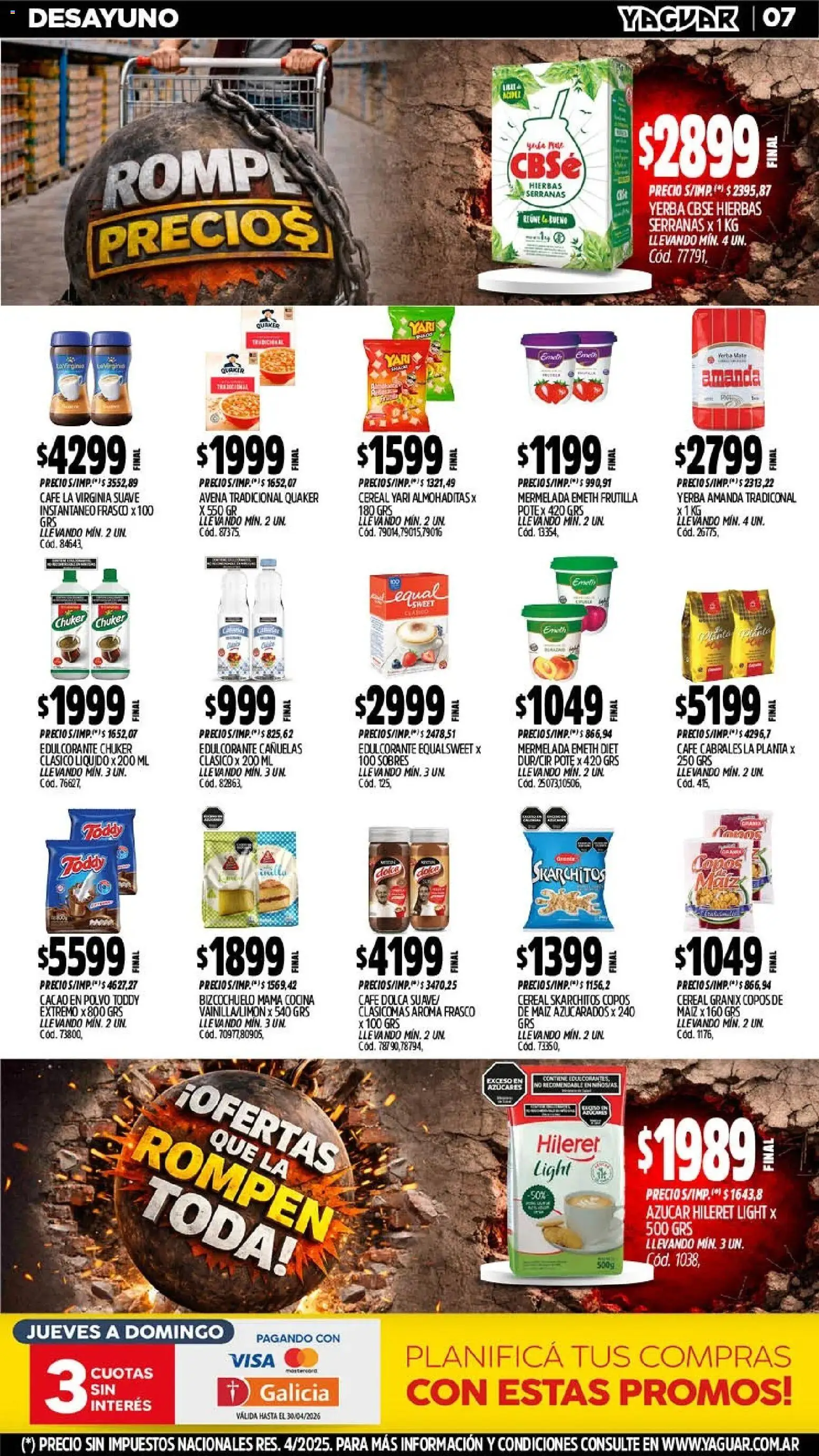 Yaguar - Oferta Semanal Salta │ válido desde el 13.04.2026 | Página: 8 | Productos: Yerba, Avena, Mermelada, Planta