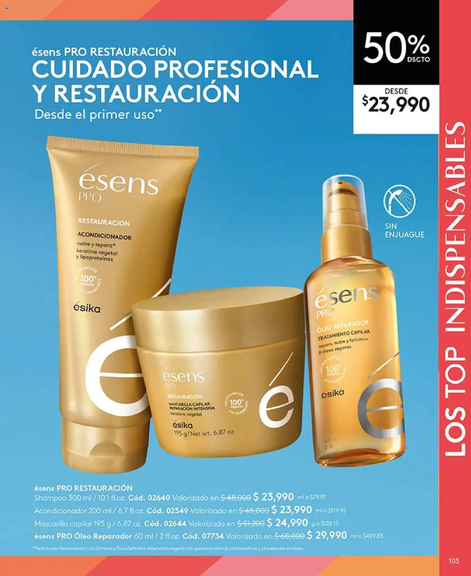 Ésika revista - valida desde el 01.05.2026 | Página: 103 | Productos: Shampoo, Mascarilla, Top, Acondicionador