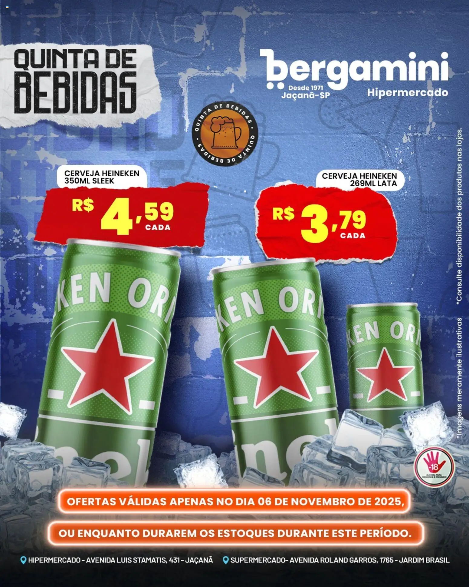 Supermercado Bergamini Folheto - válido de 06.11.2025 | Página: 4 | Produtos: Cerveja, Cerveja Heineken, Heineken, Tinta