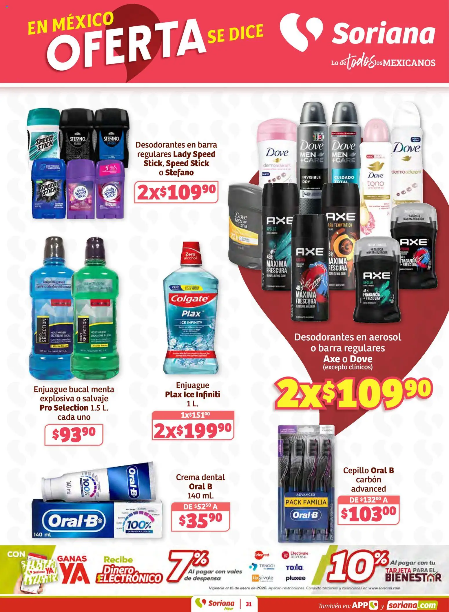 Nuevas ofertas de Soriana válidas en toda la República Mexicana desde el 12.02.2026. ¡Encuentra las mejores ofertas en Soriana - Preciazazaso Híper: Ags, Col, Gto, Jal, Mich! | Página: 31 | Productos: Enjuague bucal, Crema, Barra, Fragancia