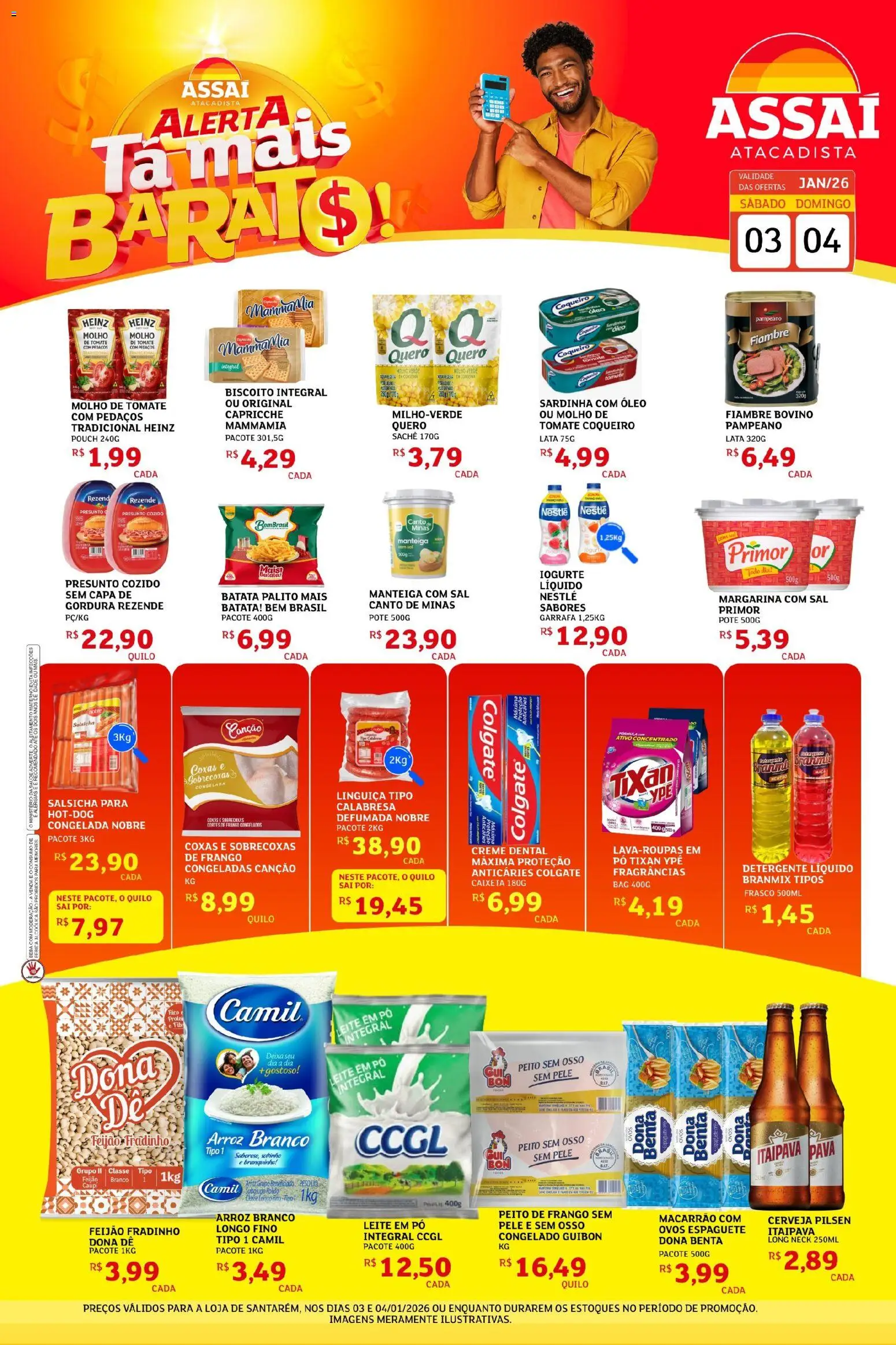 Assaí Atacadista Folheto - válido de 03.01.2026 | Página: 1 | Produtos: Pó, Salsicha, Óleo, Creme